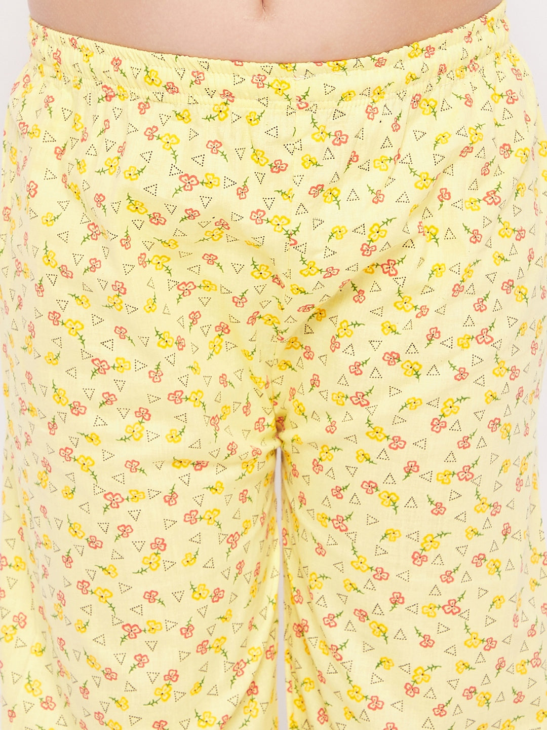Girl's Yellow Floral Print Cotton Nightsuit  - NOZ2TOZ KIDS