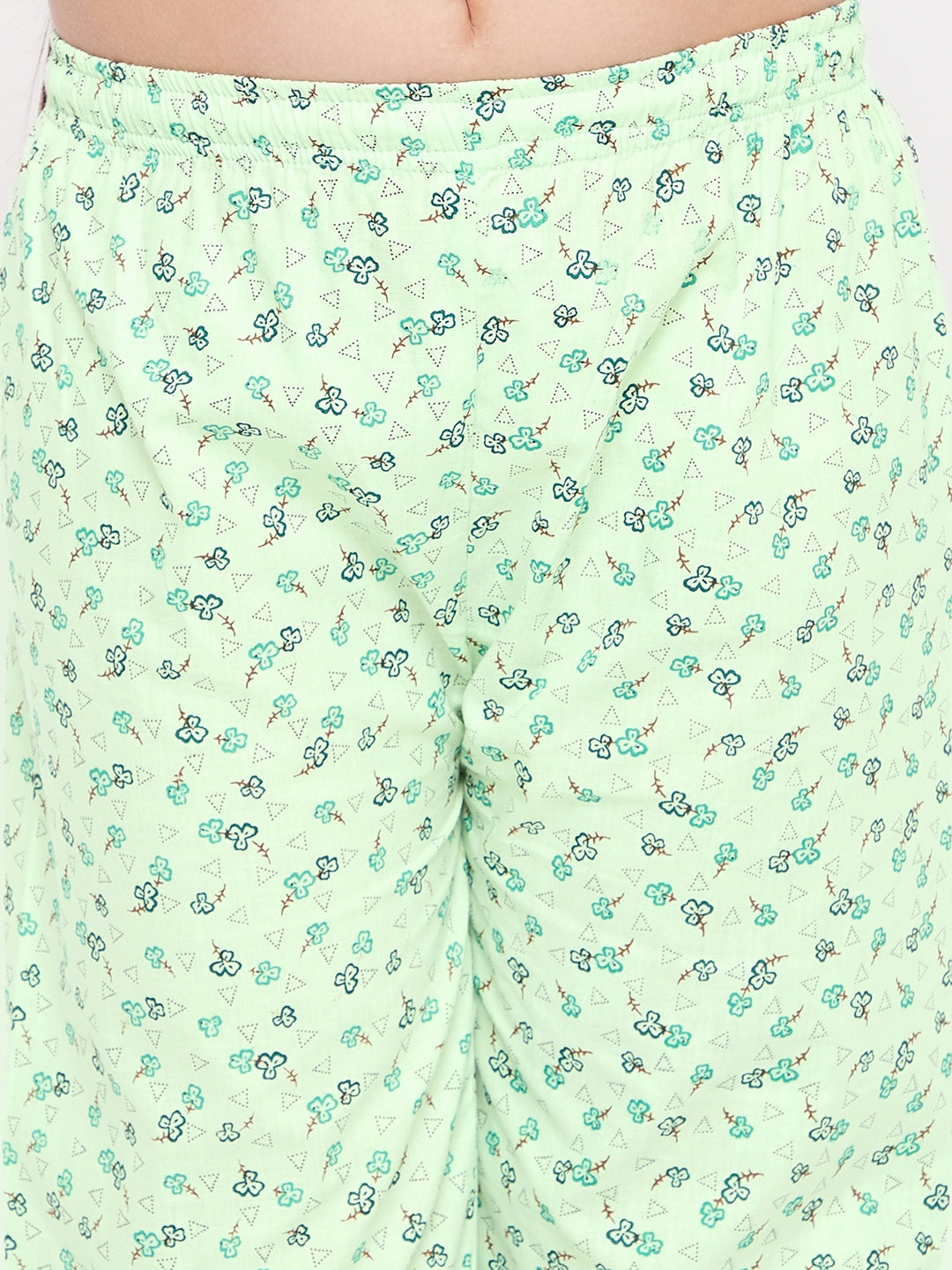 Girl's Sea Green Floral Print Cotton Nightsuit - NOZ2TOZ KIDS