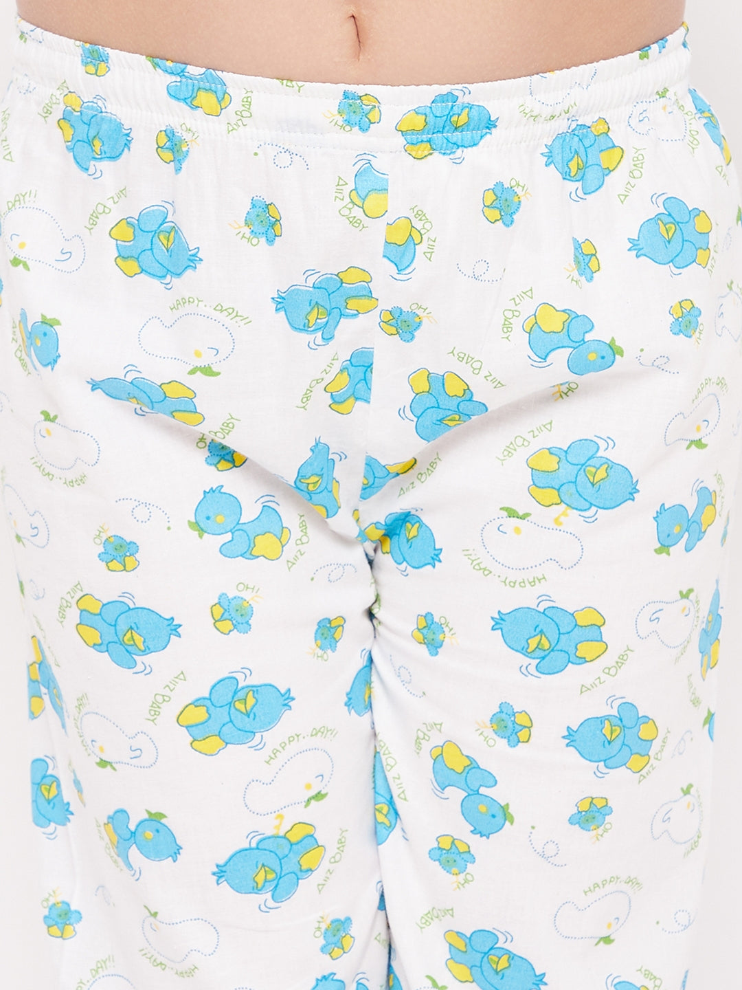 Girl's Sky Blue Duck Print Cotton Nightsuit - NOZ2TOZ KIDS