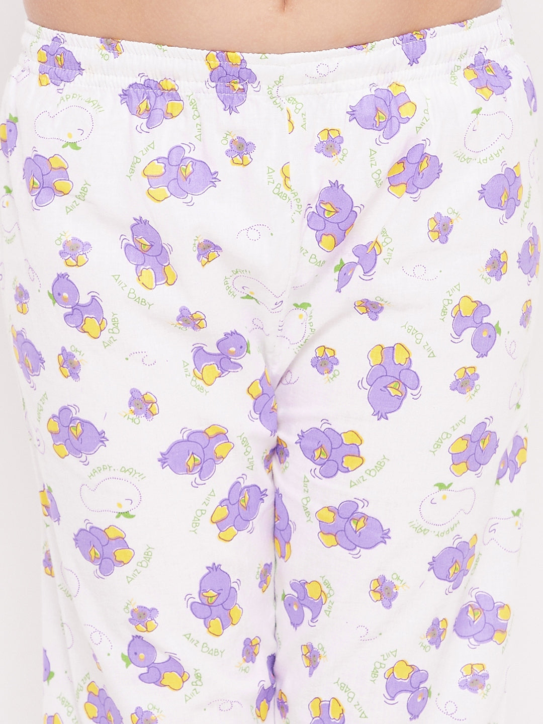 Girl's Purple Duck Print Cotton Nightsuit - NOZ2TOZ KIDS