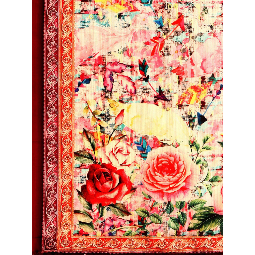 Women's Digital Print Shiney Satin Semistitched Lehenga Choli With Unstitched Blouse And Thred Work Dupatta