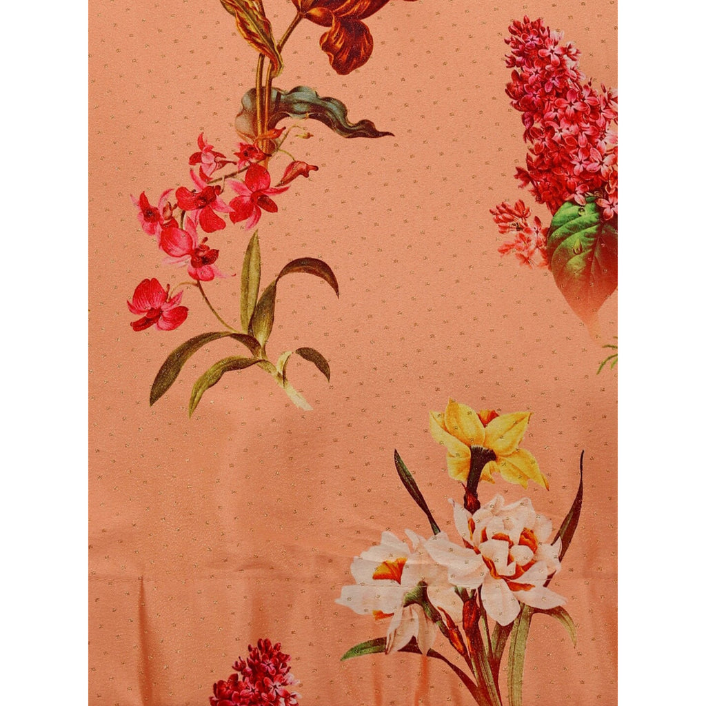 Women's Digital Print Shiney Satin Semistitched Lehenga Choli With Unstitched Blouse And Thred Work Dupatta