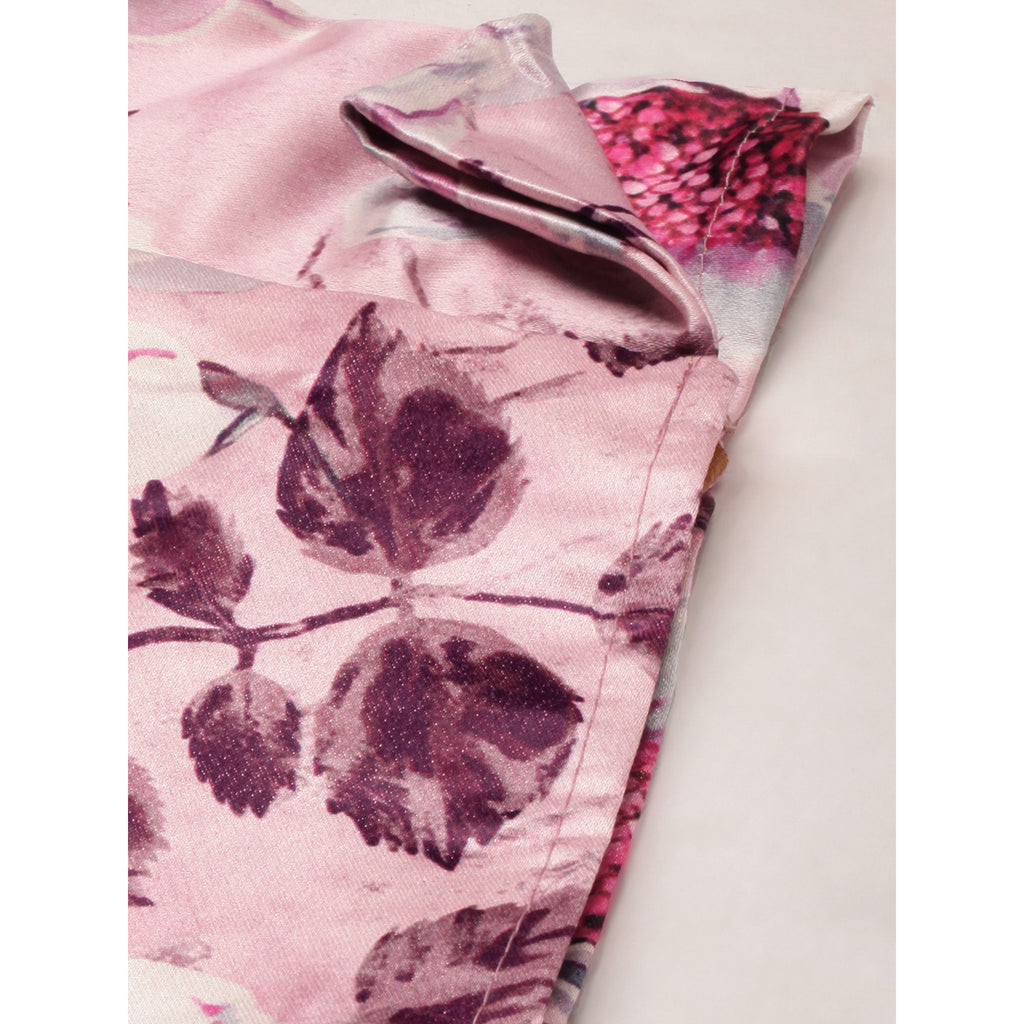 Women's Digital Print Shiney Satin Semistitched Lehenga Choli With Unstitched Blouse And Thred Work Dupatta