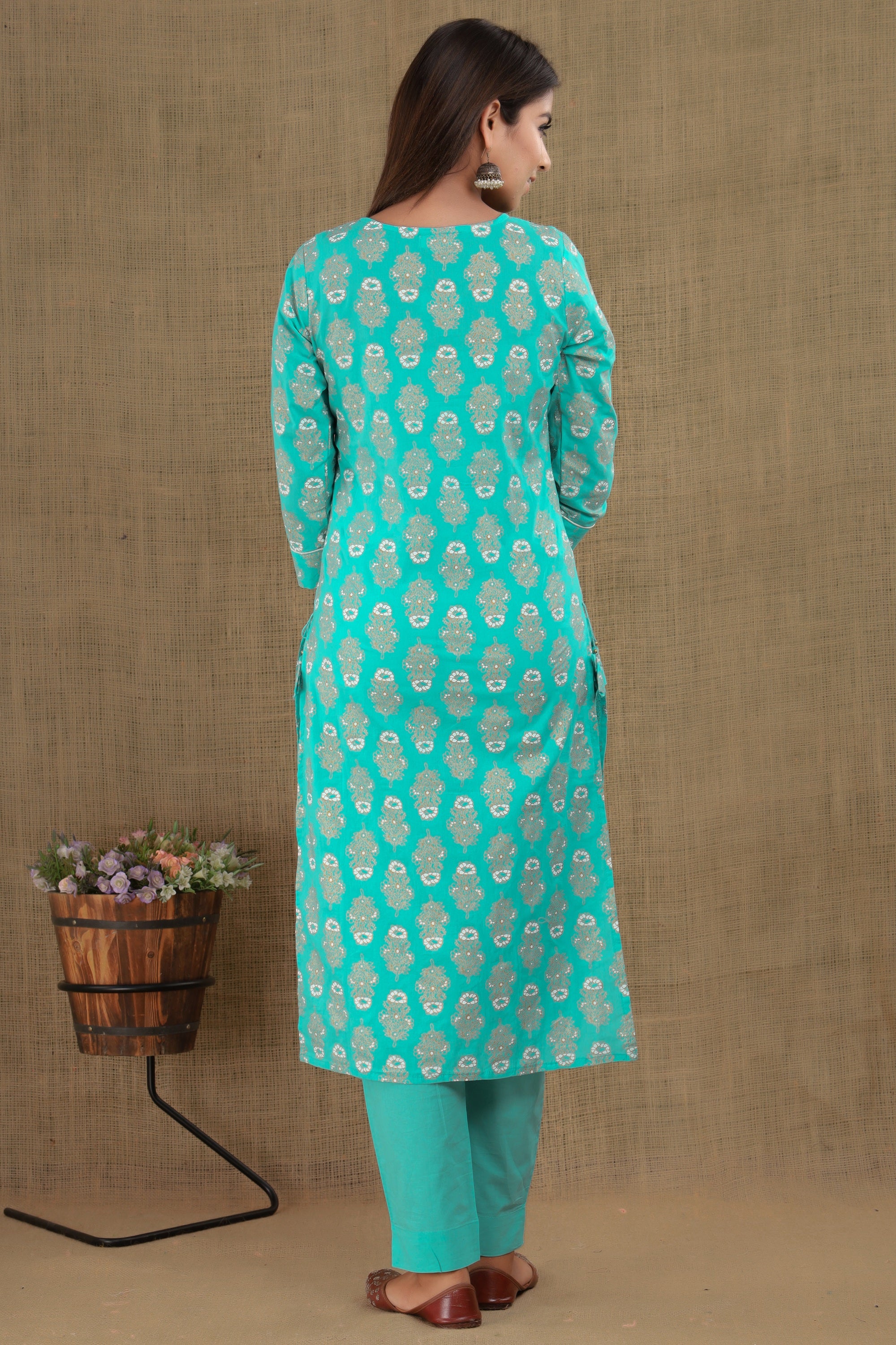 Women's Green Floral Printed Suit Set - KAAJH