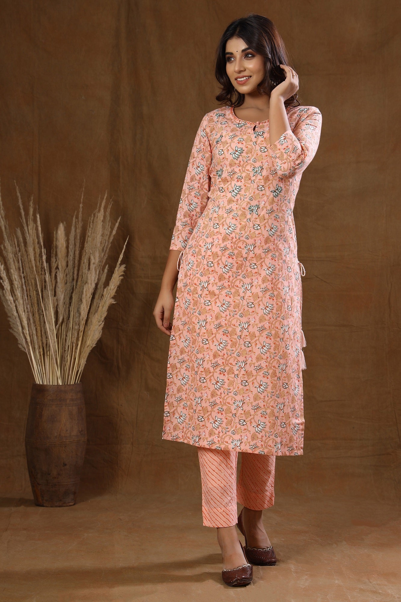 Women's Pink Floral Print Suit Set - KAAJH