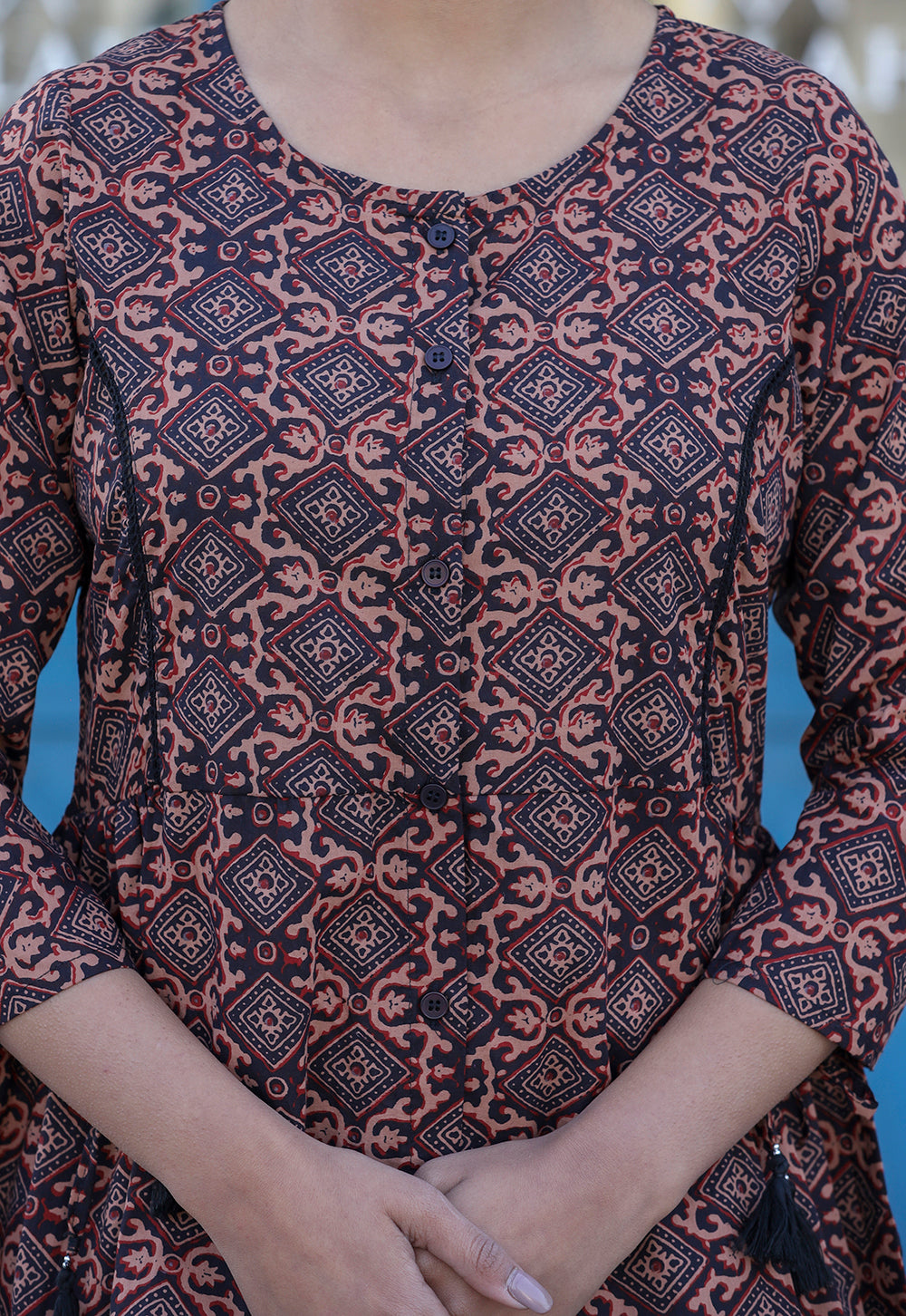 Women's Coffee Brown Cotton Shirt Style Tunic - KAAJH