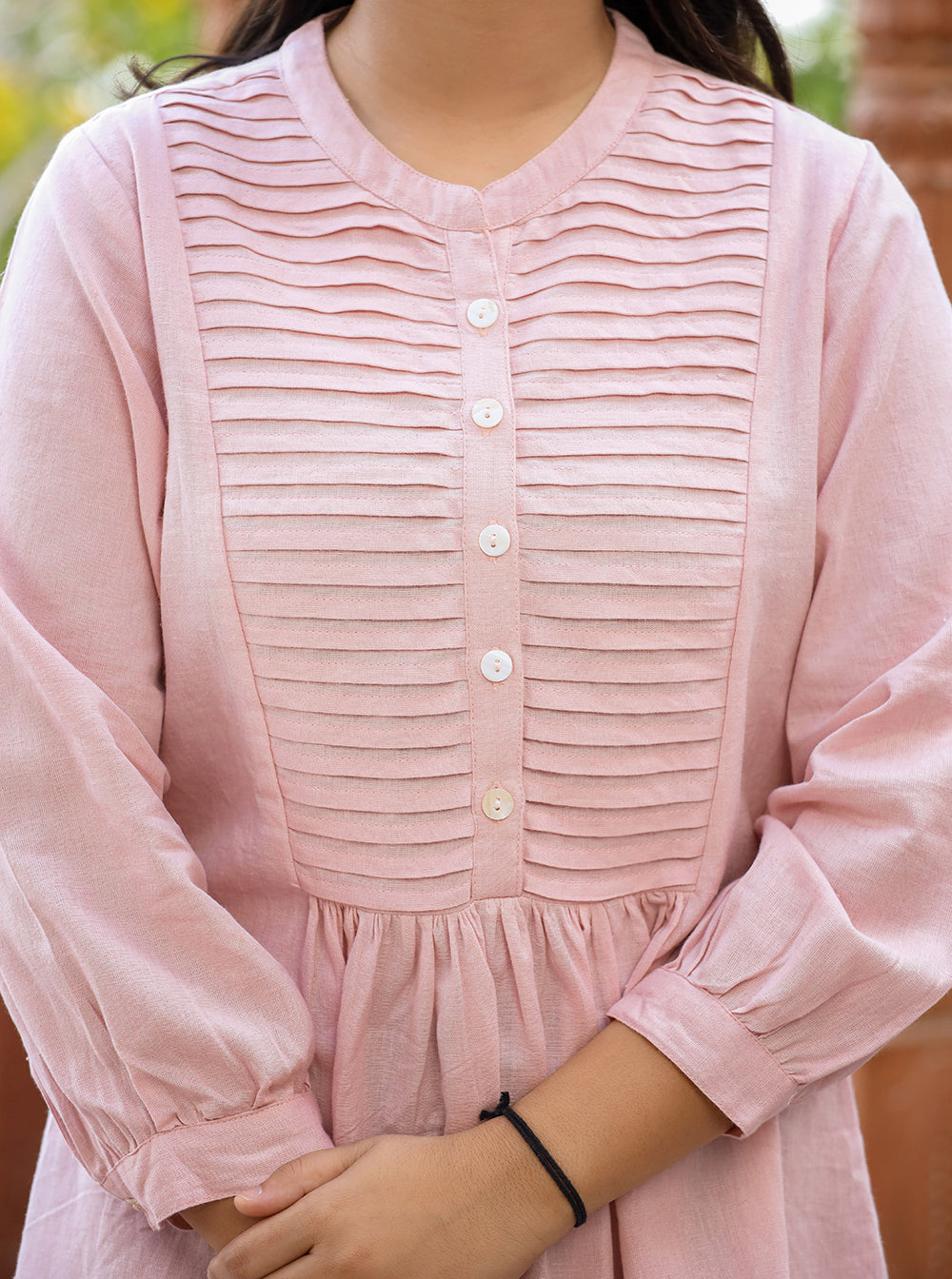 Women's Pastel Peach Cotton Tunic Top - KAAJH