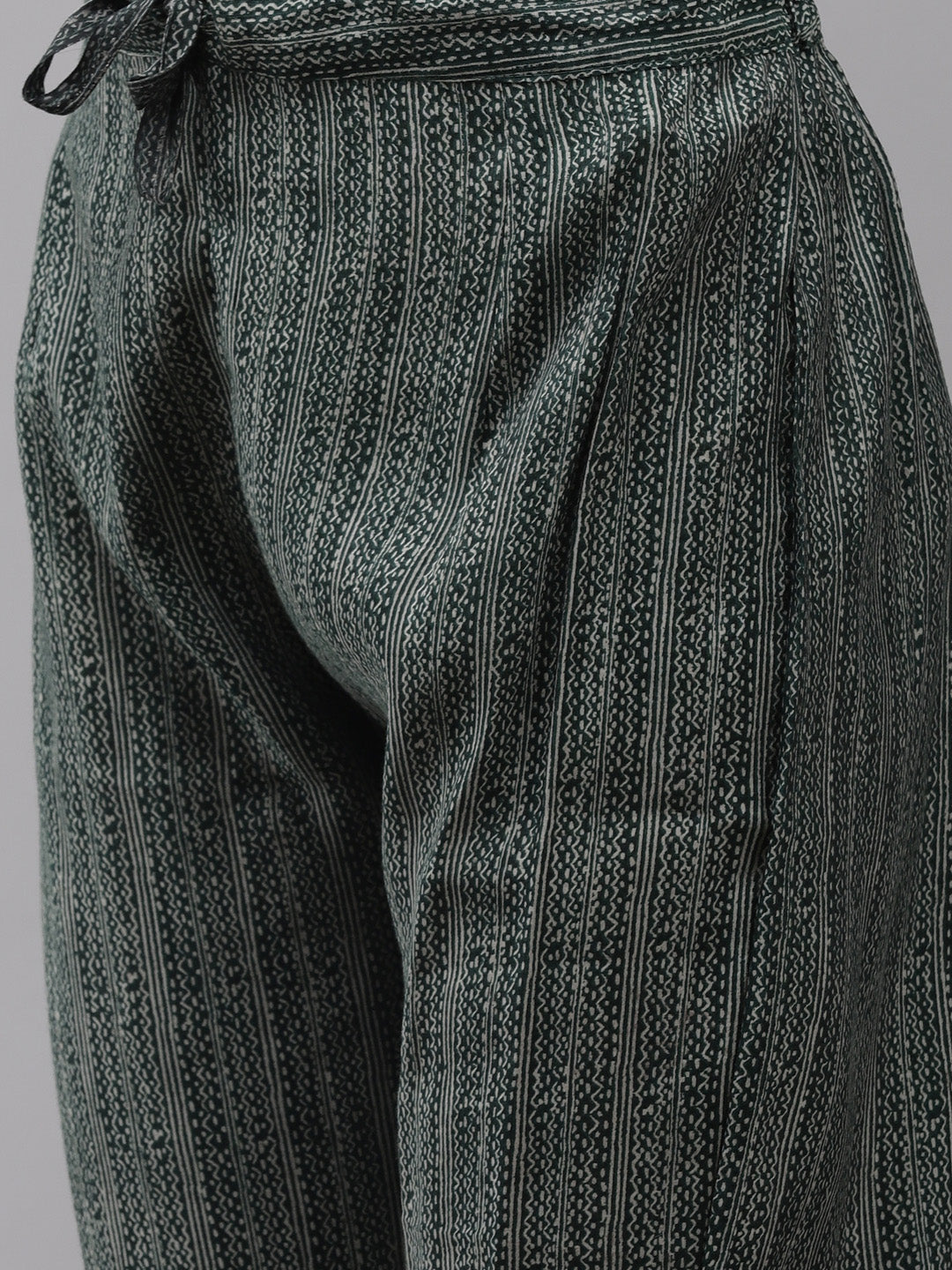 Women's Silk Blend Grey & Green Embroidered A-Line Kurta Trouser Dupatta Set - Navyaa