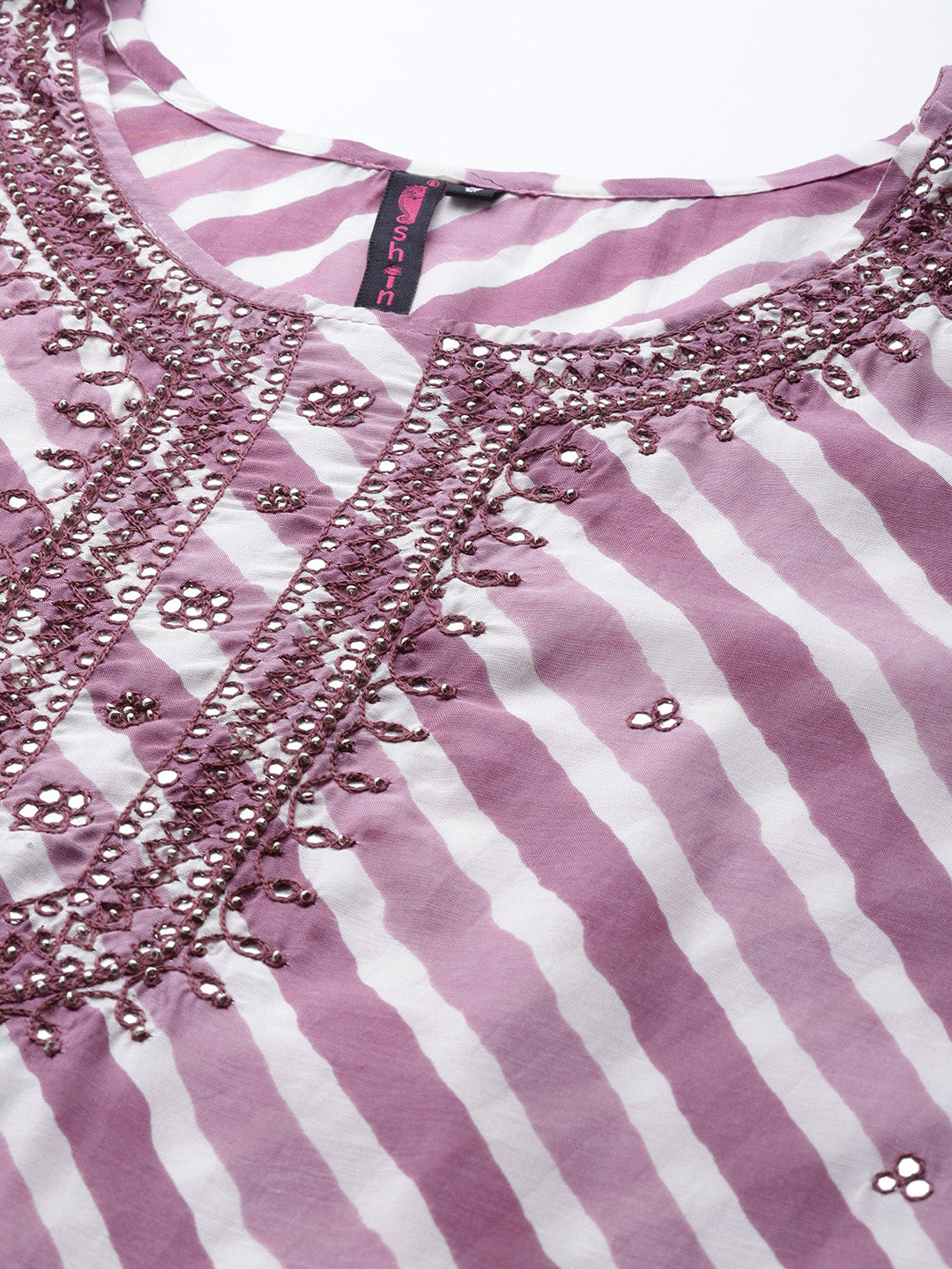 Women's Art Silk Purple Embroidered A-Line Kurta Trouser Dupatta Set - Navyaa