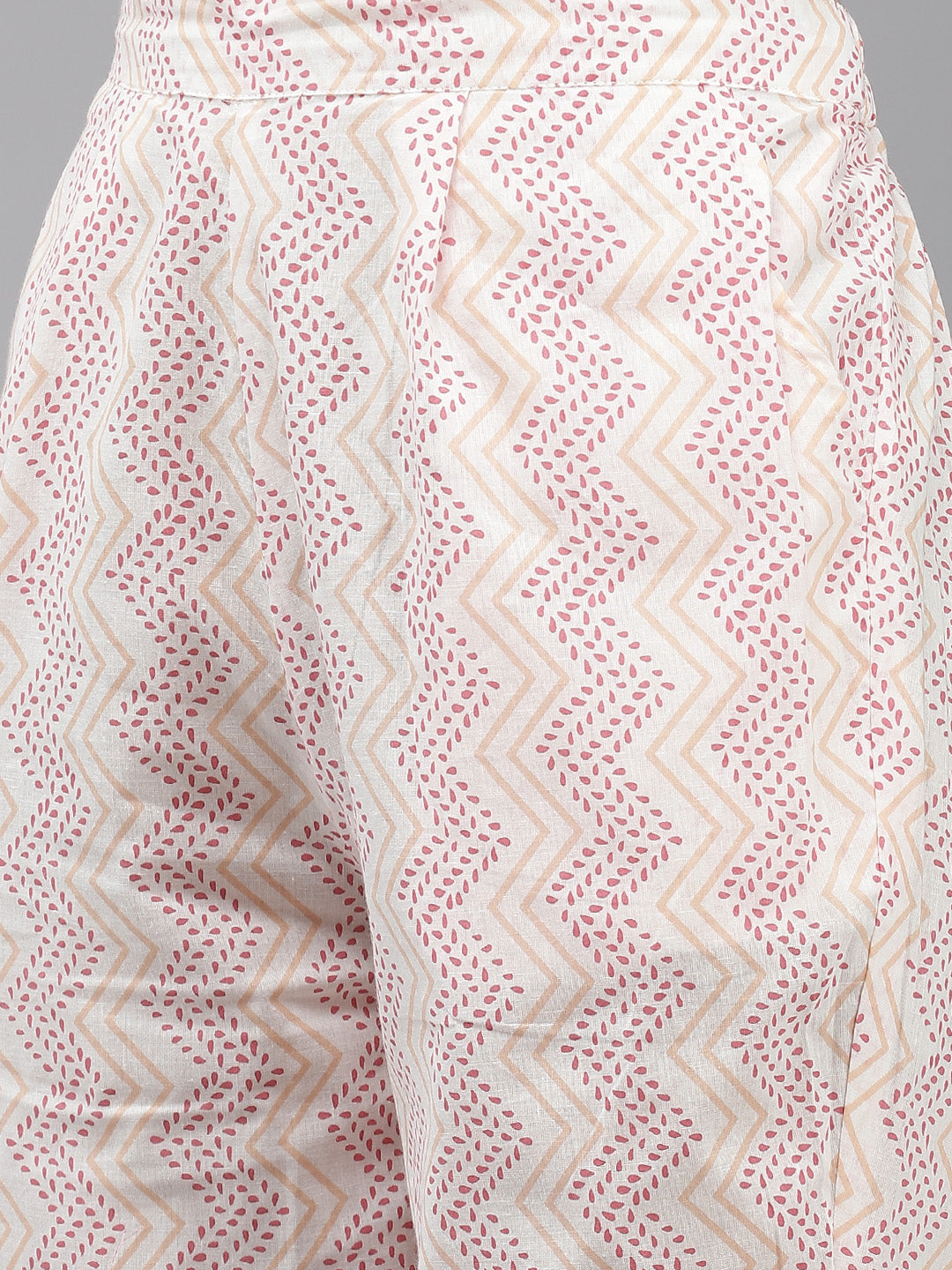 Women's Cotton Pink & White Embroidered Anarkali Kurta Trouser Dupatta Set - Navyaa
