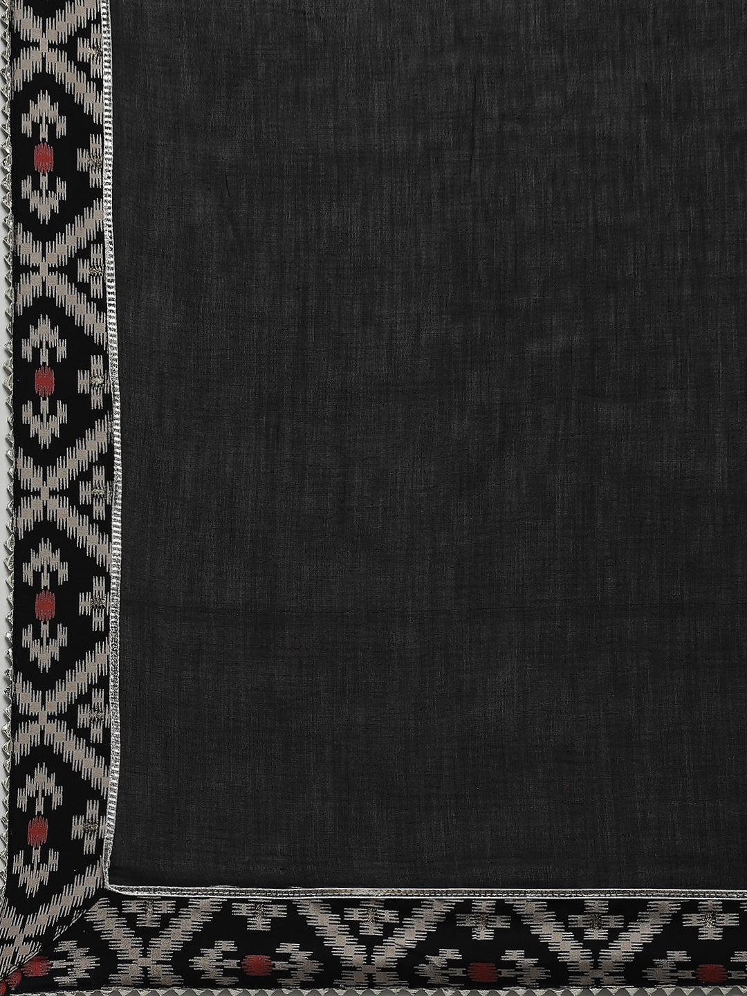 Women's Silk Blend Black Yoke Embroidered A-Line Kurta Trouser Dupatta Set - Navyaa