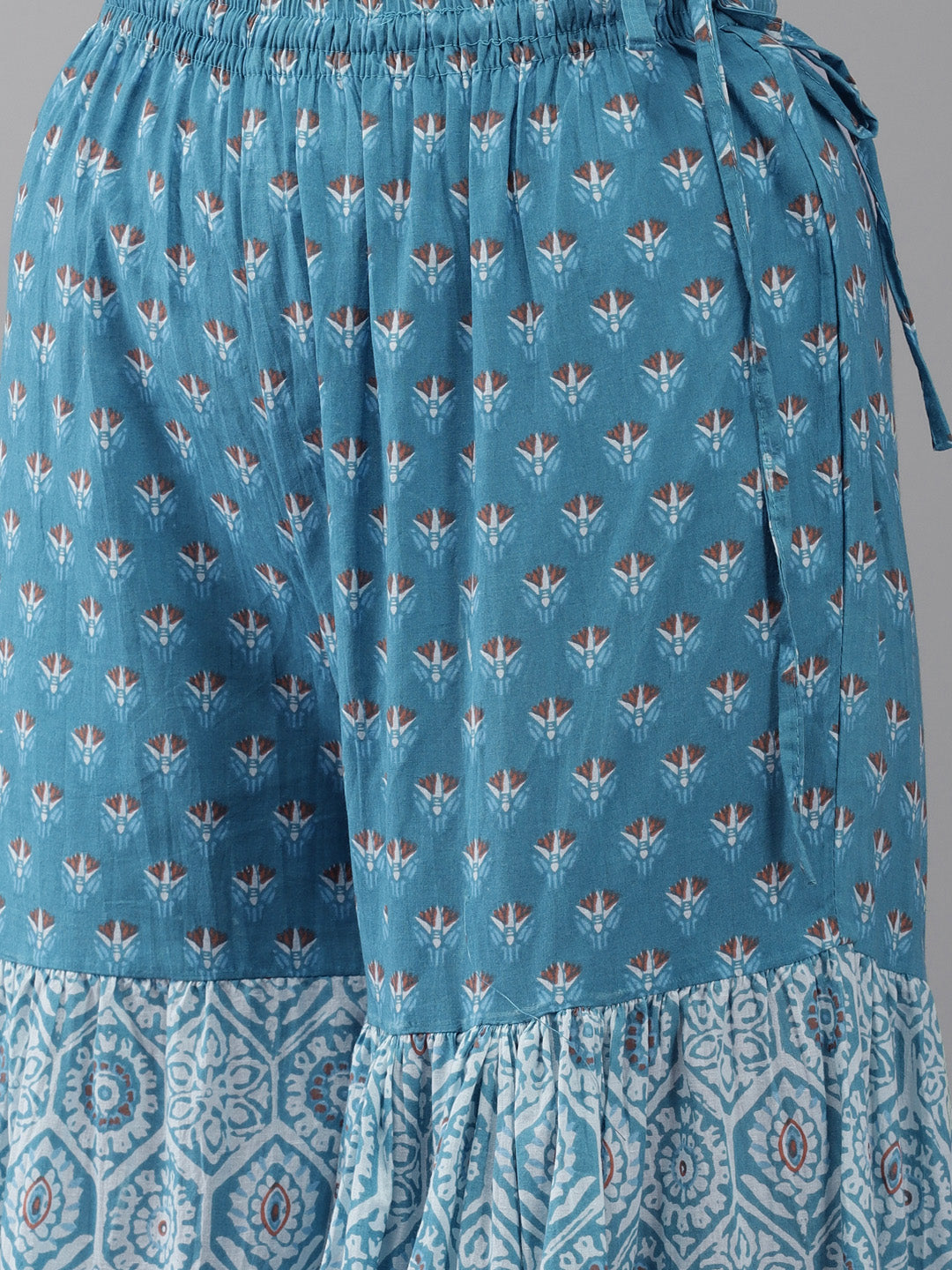 Women's Blue Embroidered Peplum Kurti With Sharara & Dupatta - Navyaa