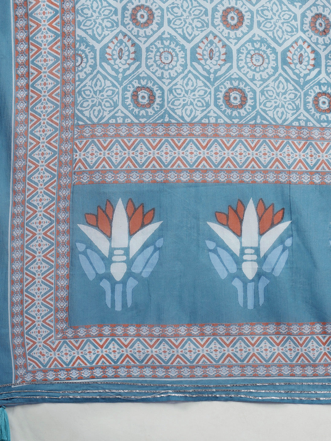Women's Blue Embroidered Peplum Kurti With Sharara & Dupatta - Navyaa
