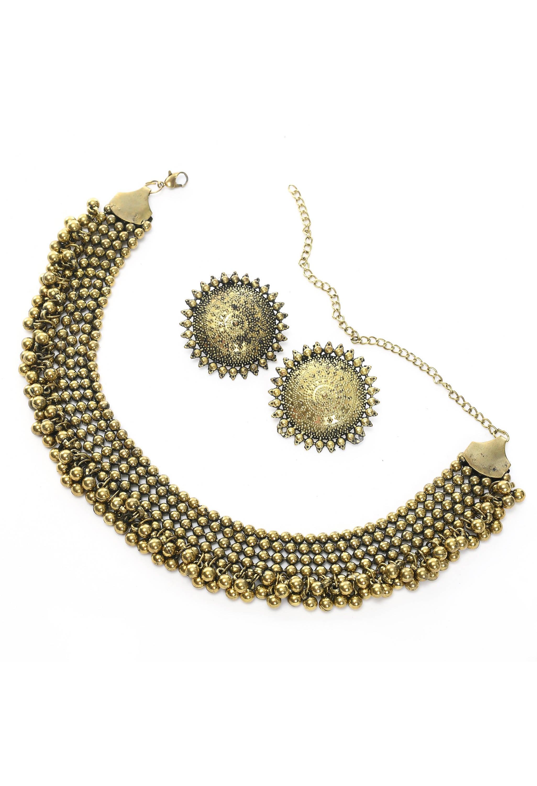 Trendia Golden Colour Chokar Necklace with Tops Jkms_100