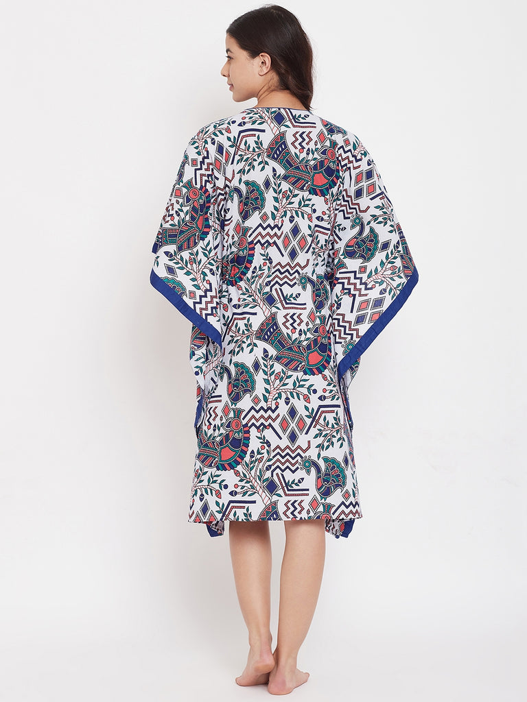 Women's Peacock Hand Block Cotton Kaftan