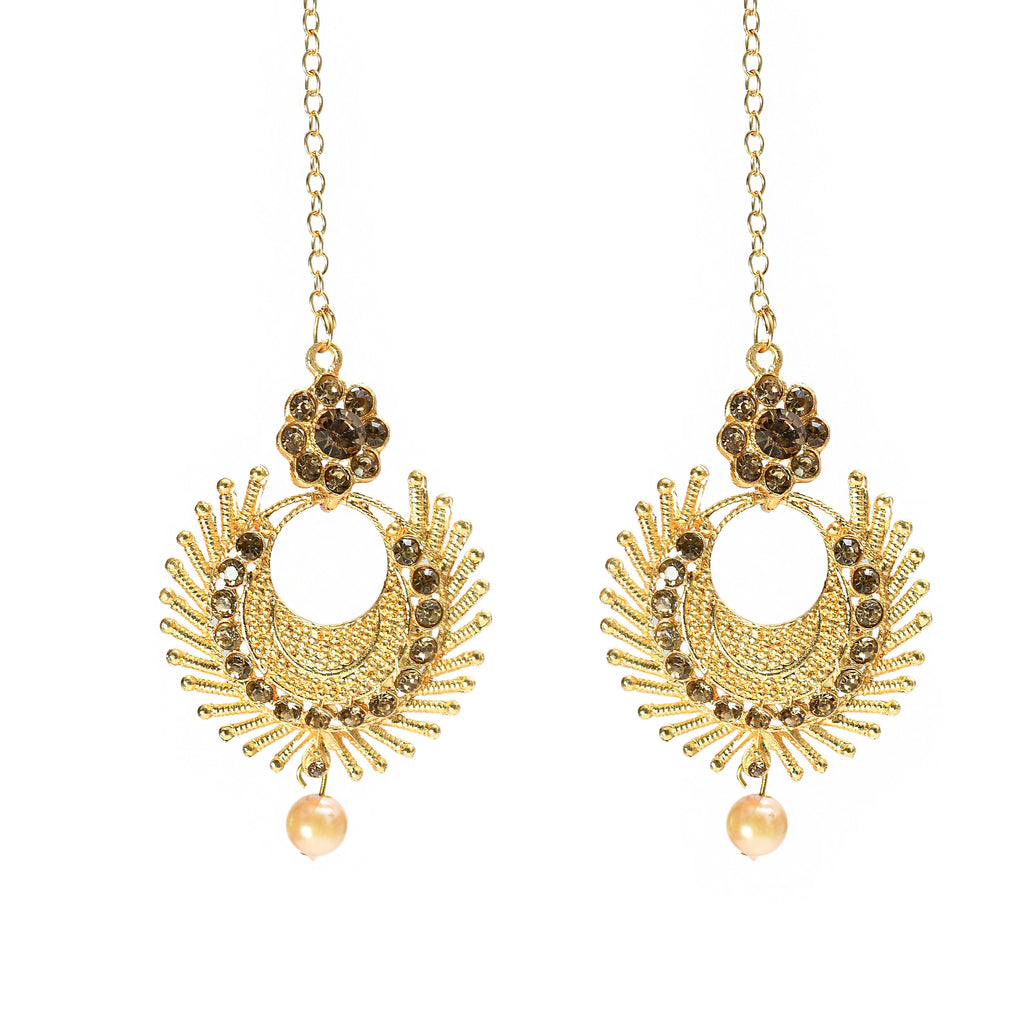 Kamal Johar Gold-Plated Necklace with Earrings & Tikka Mangal