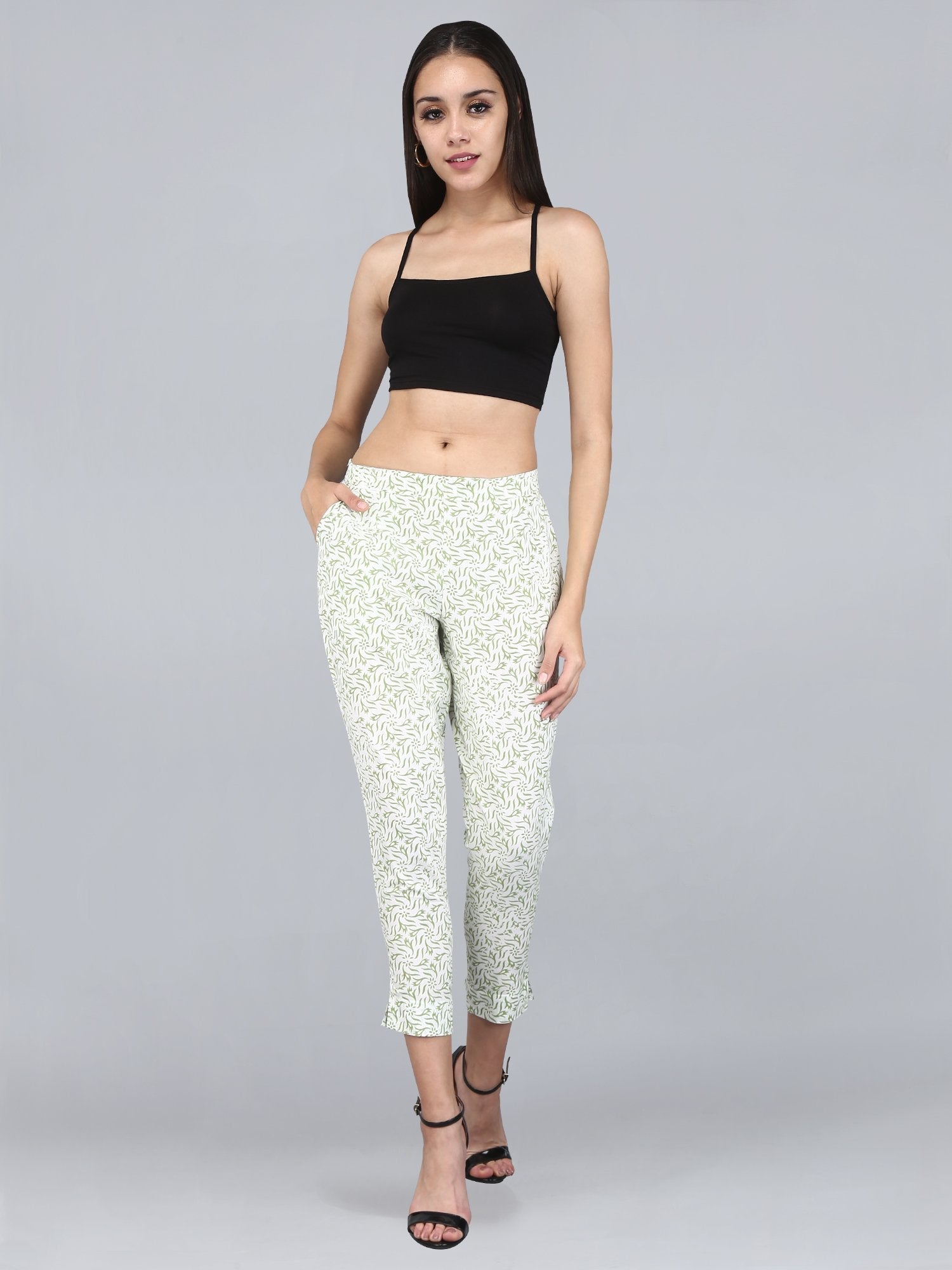 Women's Cotton Printed Regular Fit Trouser Pants - Maaesa