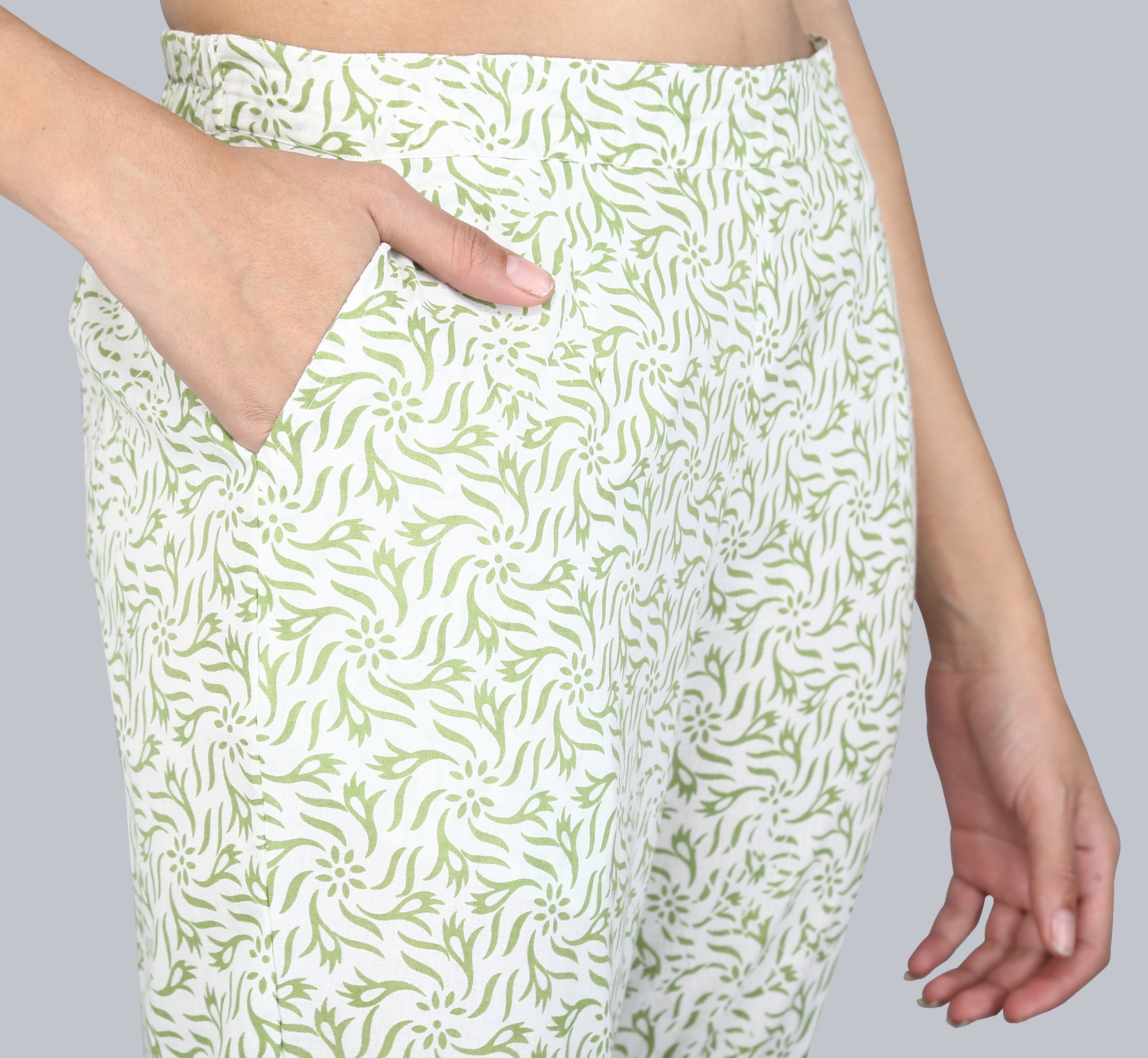 Women's Cotton Printed Regular Fit Trouser Pants - Maaesa
