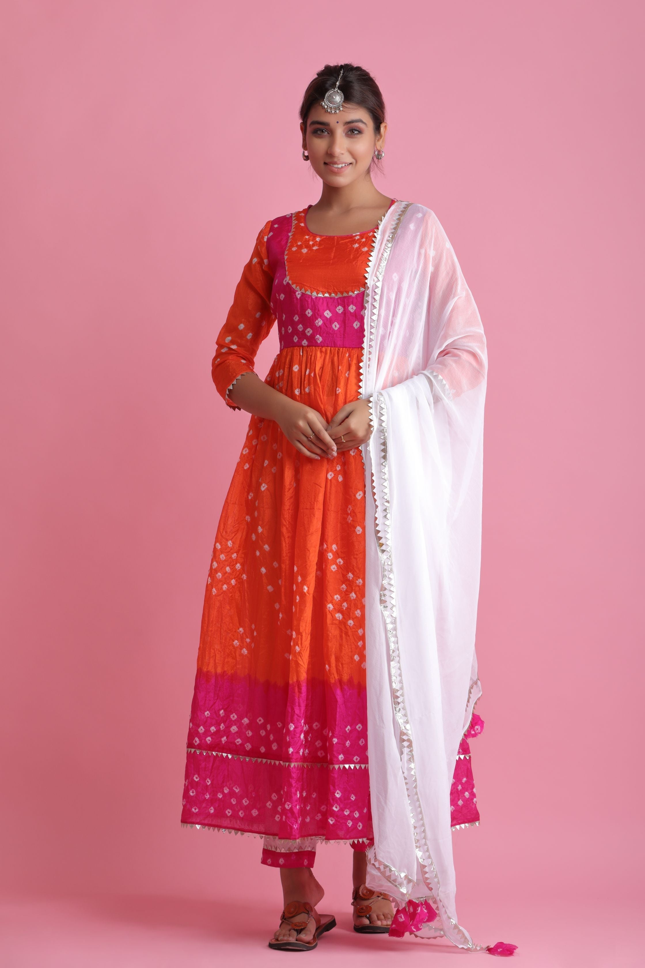 Women's Orange Pink Suit Set - Saras The Label