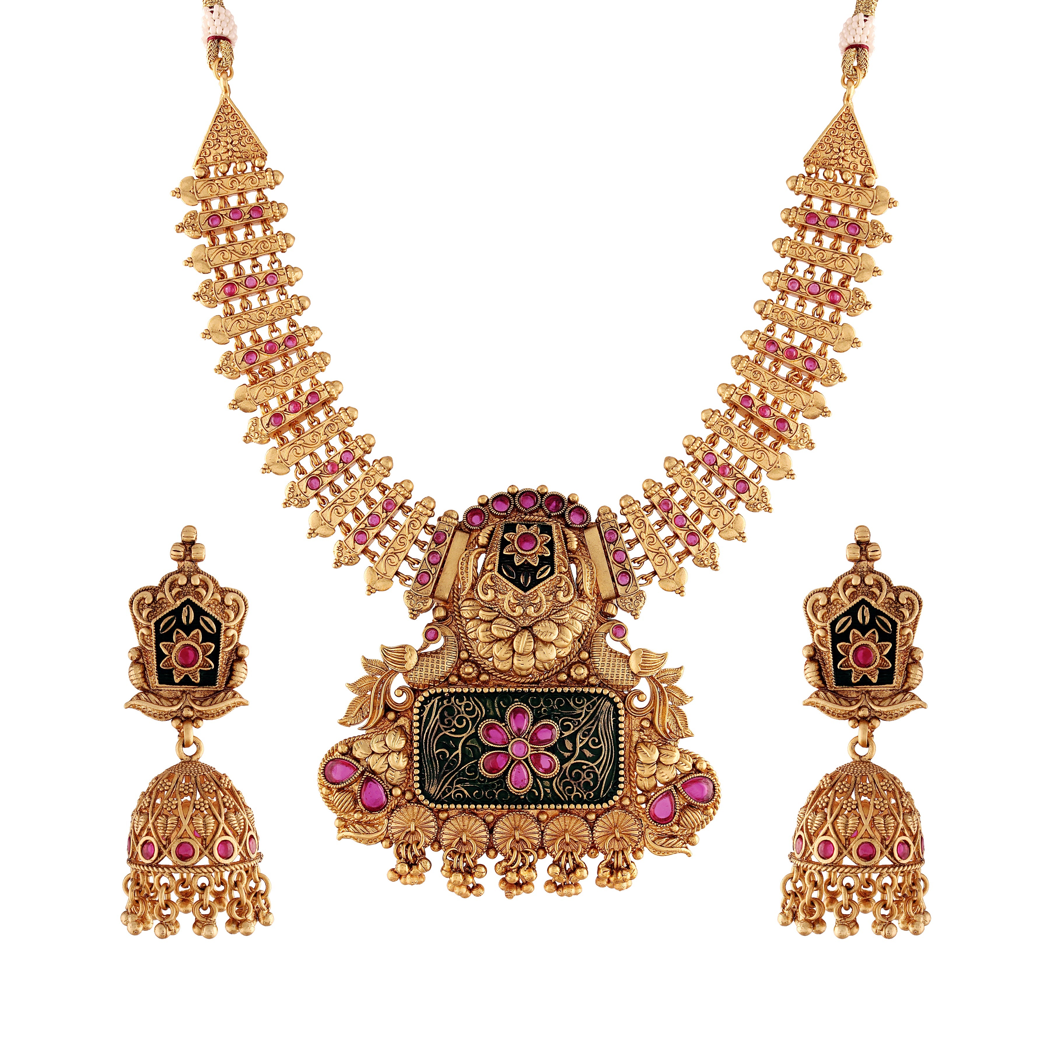 Women's Traditional Temple Choker Necklace Jewellery Set  - I Jewels