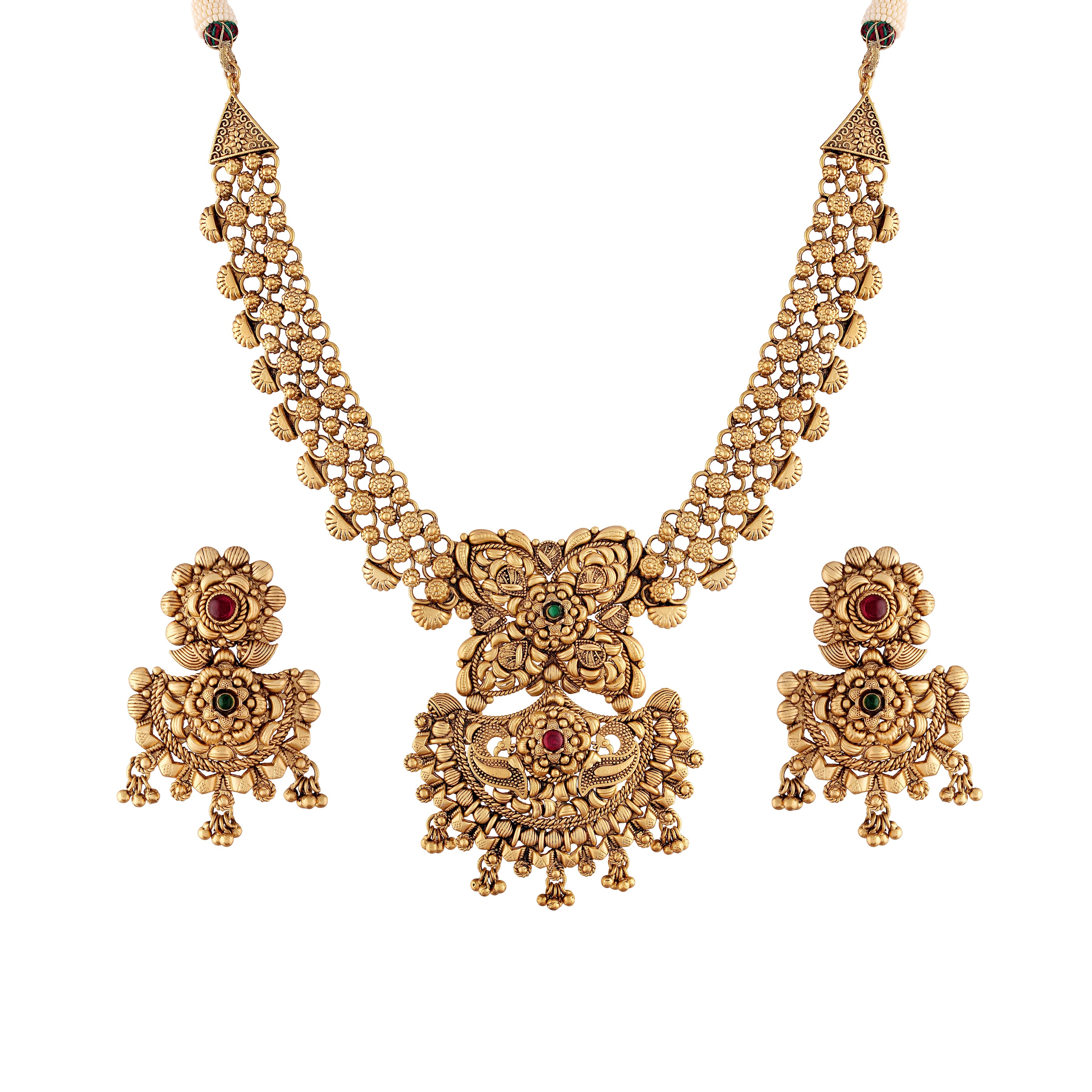 Women's Traditional Temple Choker Necklace Jewellery Set  - I Jewels