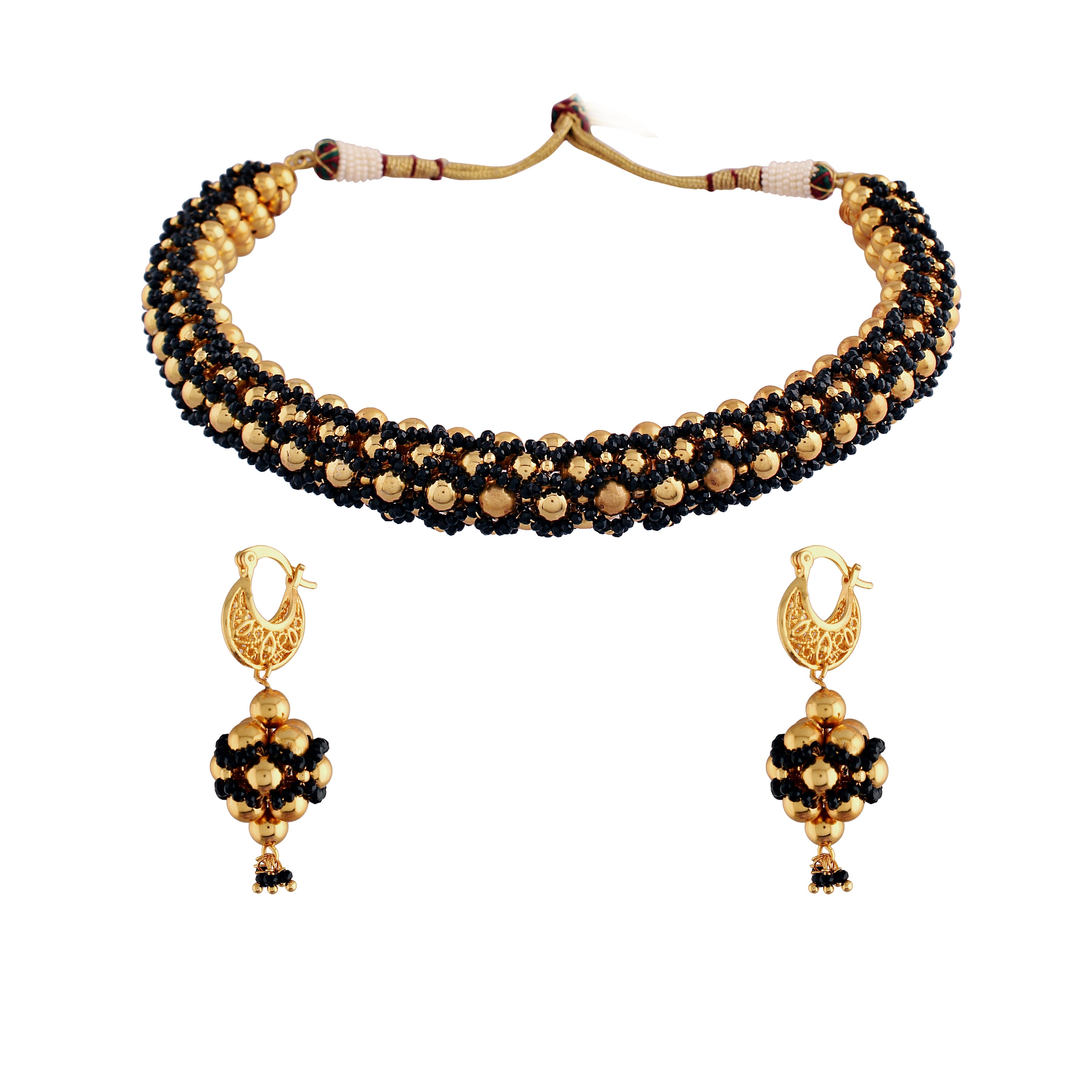 Women's  18k Gold Plated Moti Beads Choker Necklace  - I Jewels