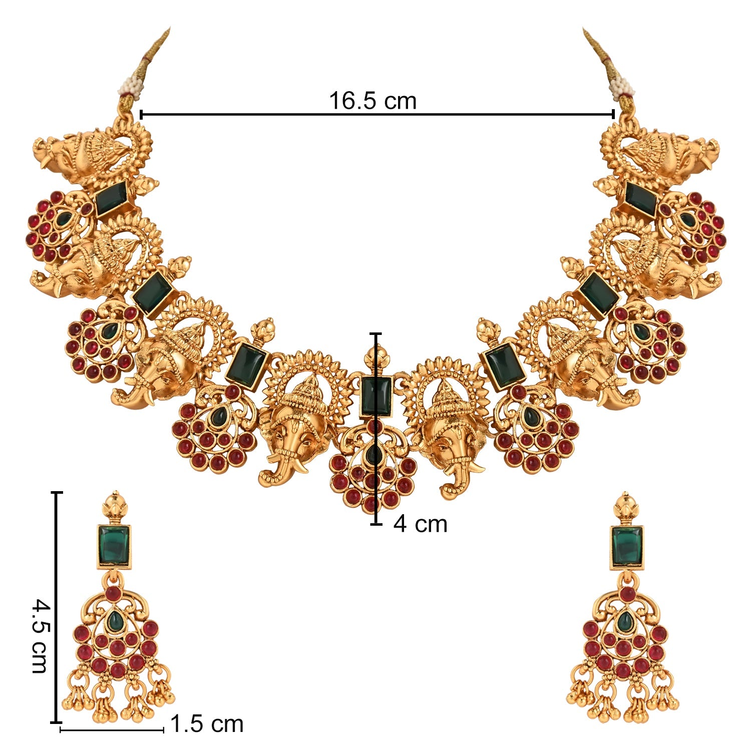 Women's Gold Plated Traditional Temple Choker Necklace Jewellery With Earrings Set  - I Jewels