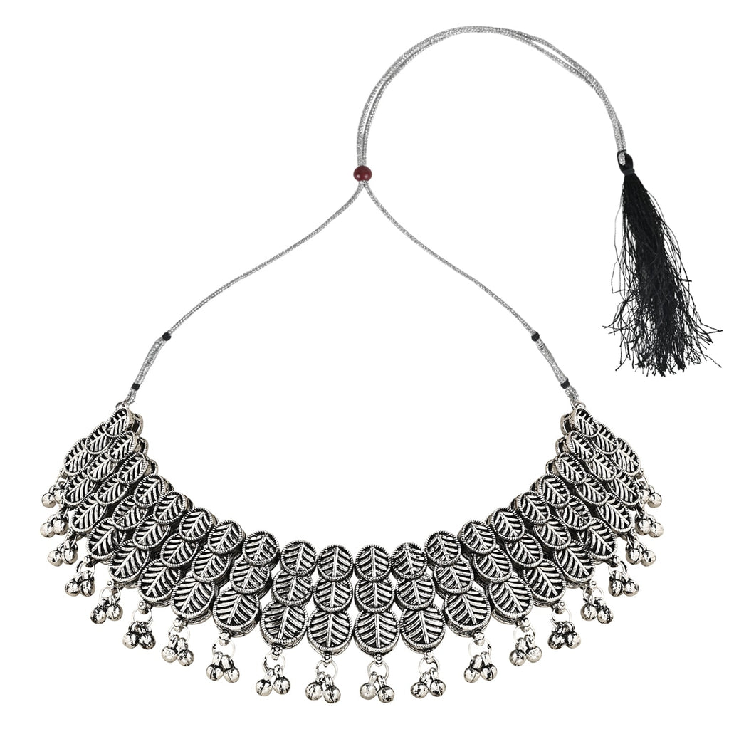 Women's Antique Silver Oxidized Ethnic Traditional Afghani Choker Necklace Jewellery Set