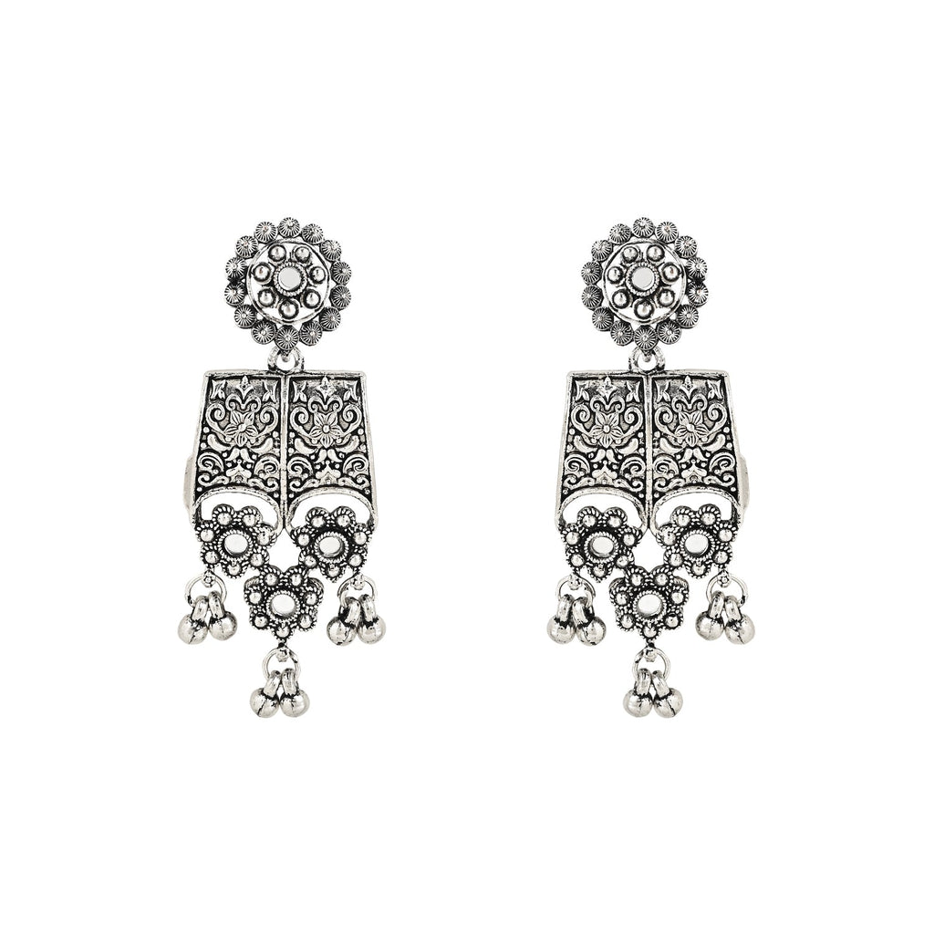 Women's Antique Silver Oxidized Ethnic Traditional Afghani Choker Necklace Jewellery Set