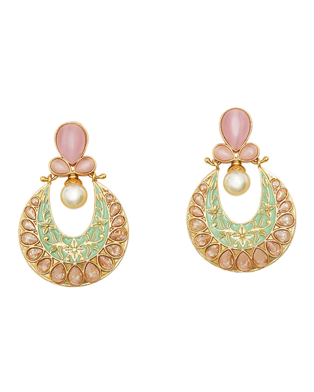 Women's Gold Finish Earrings With Pearl Dangle - Voylla