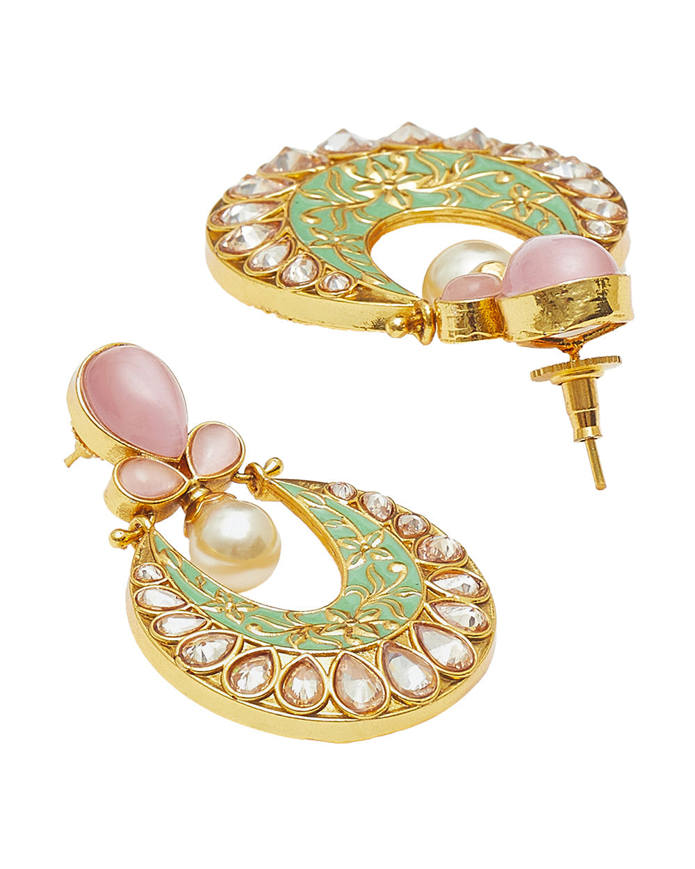Women's Gold Finish Earrings With Pearl Dangle - Voylla