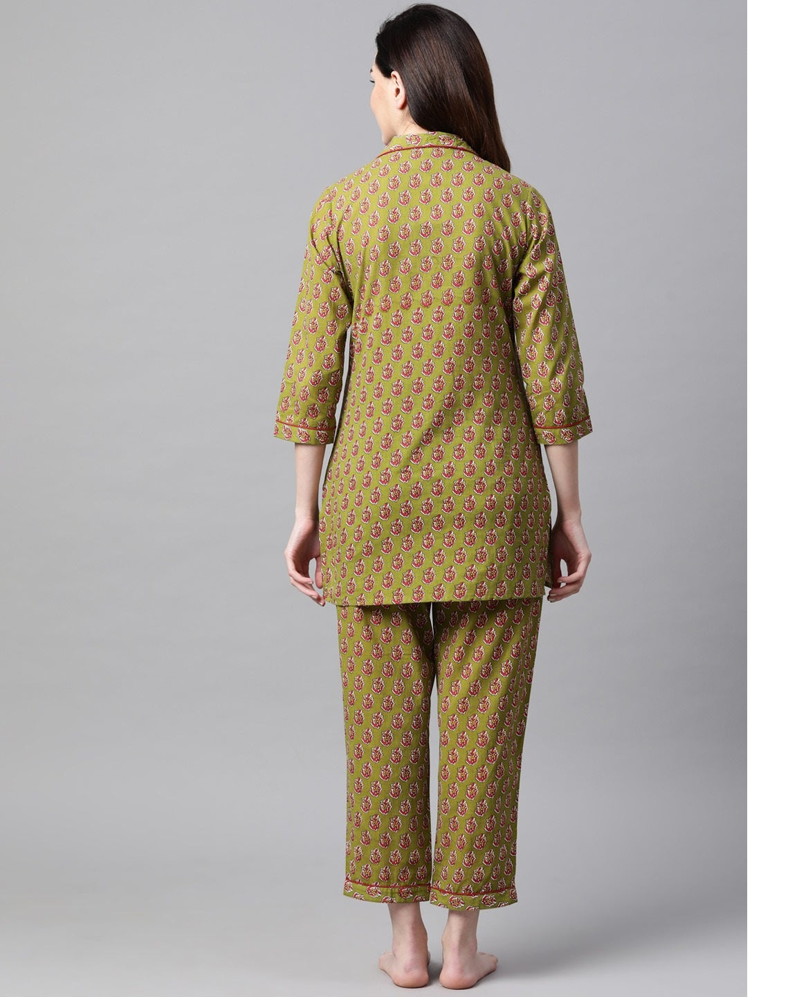Women's Olive Green Printed Night suit - Meeranshi
