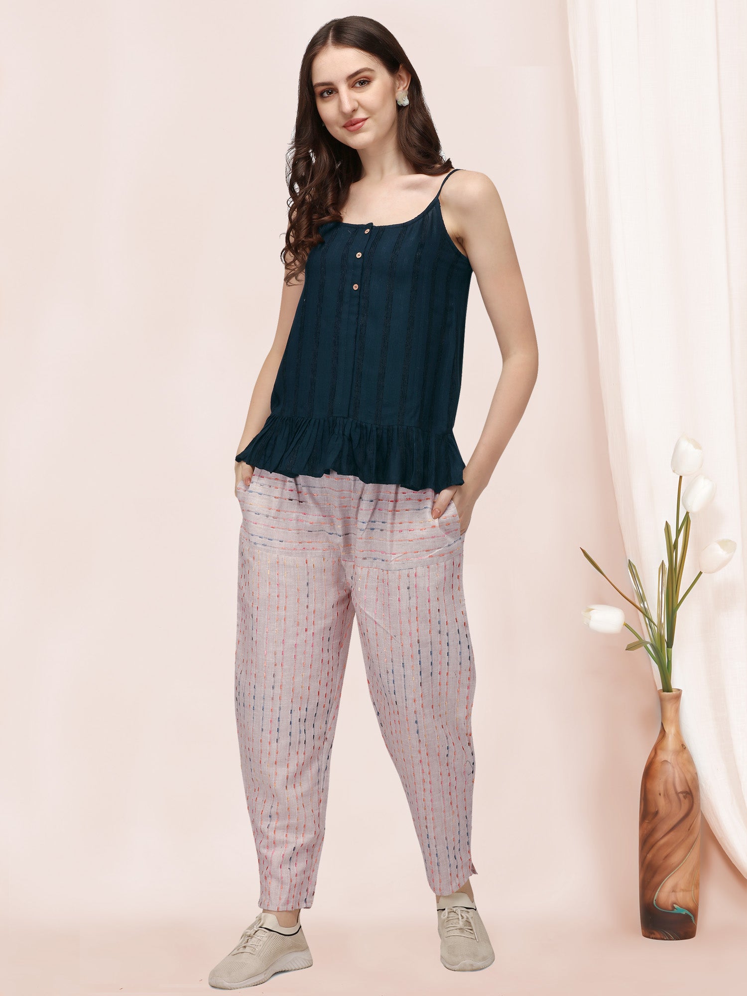 Women's Rama Spegity Top With Comfortable Pant A Perfect Casual Wear Co-ordinated set - MESMORA FASHION