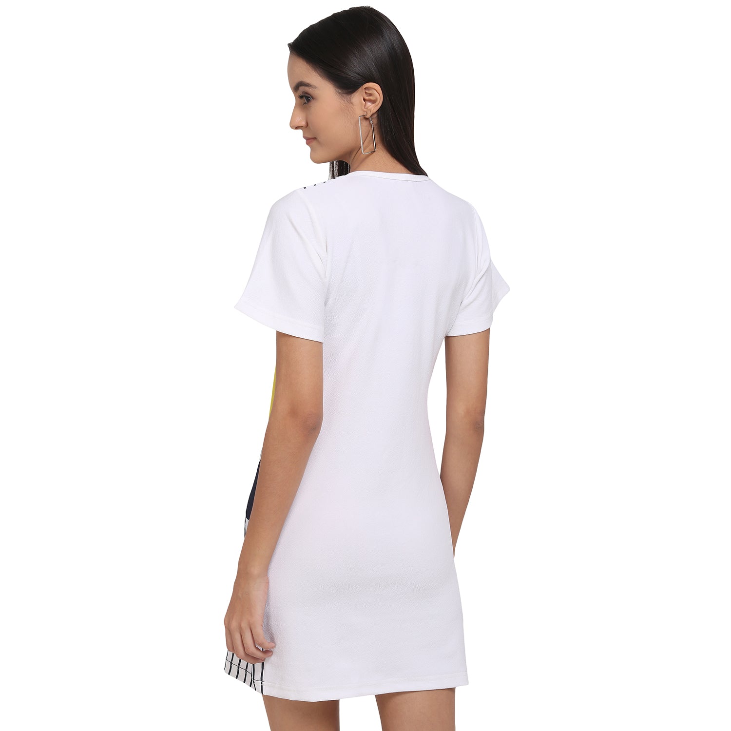 Women's Abstract Printed White Short Tunic - MESMORA FASHION