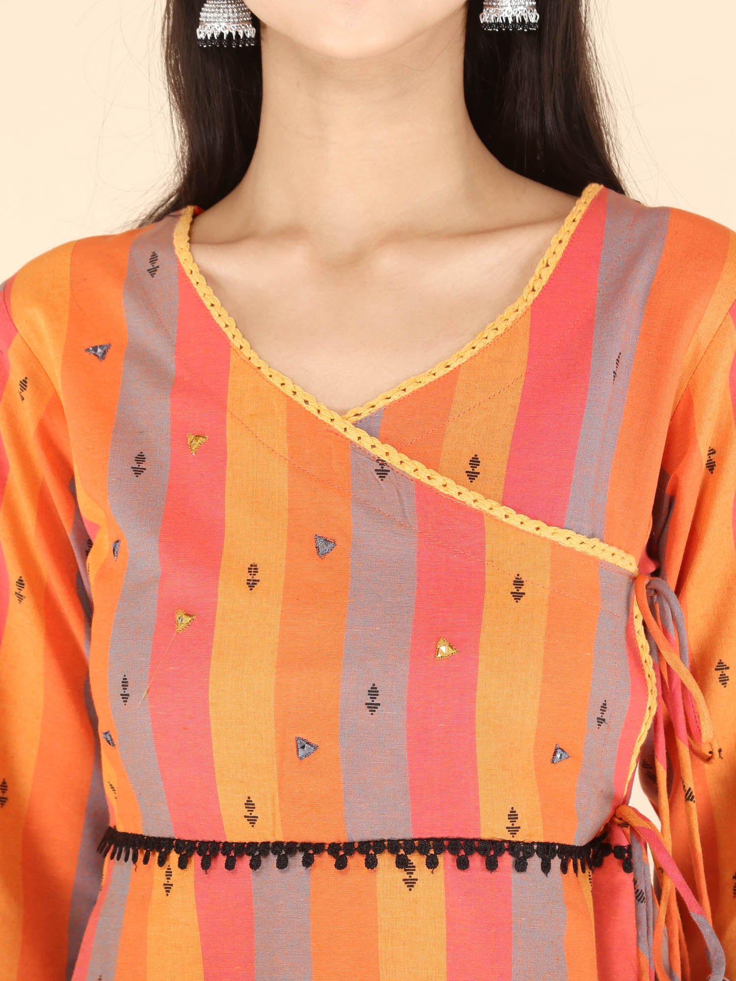 Women's Multi-Colour A-Line Handloom (2 Pieces )Kurta Set - MESMORA FASHION