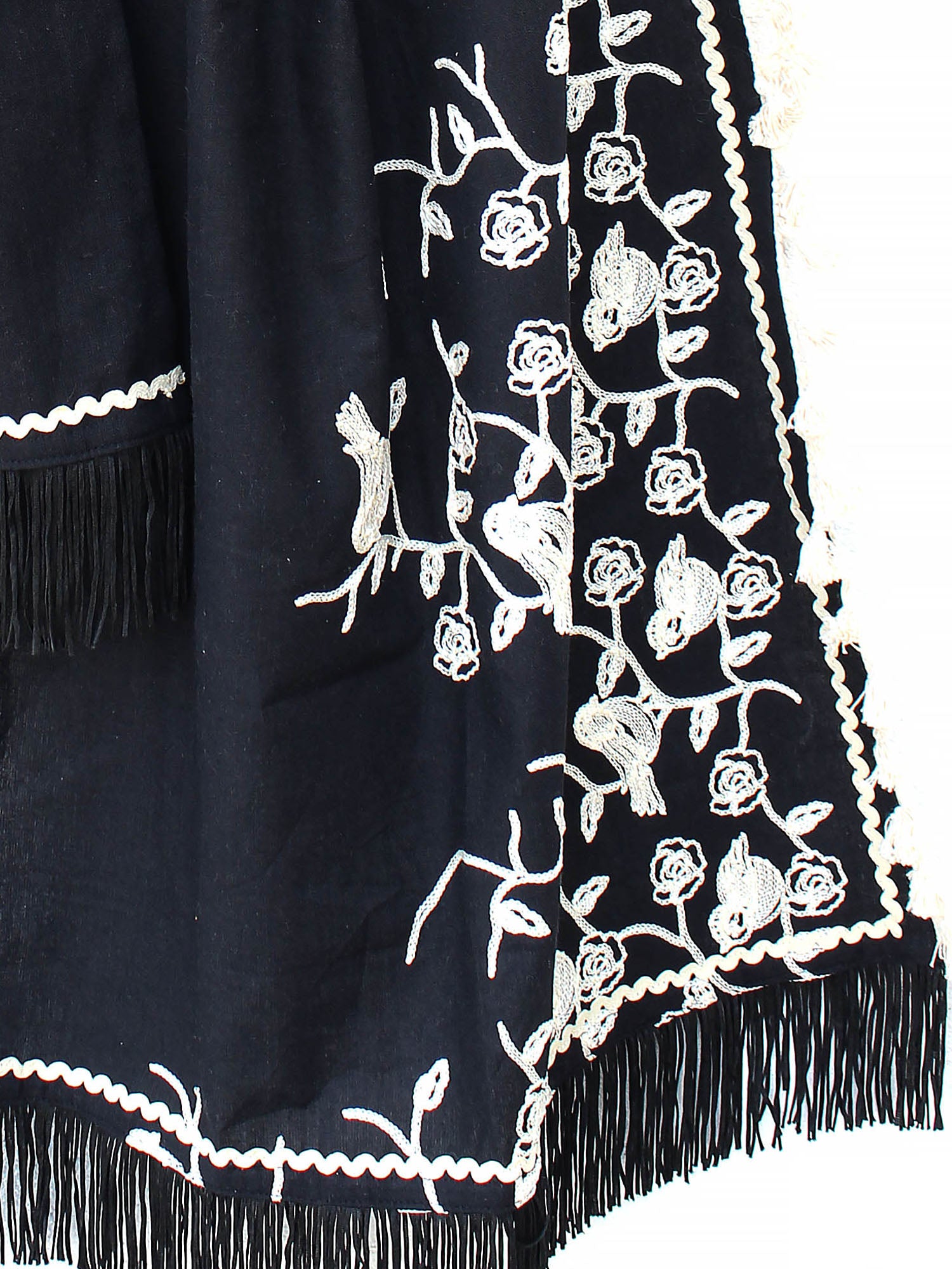 Women's  Pure Khadi Black Color Floral Embroidered stole or  Dupatta - MESMORA FASHION