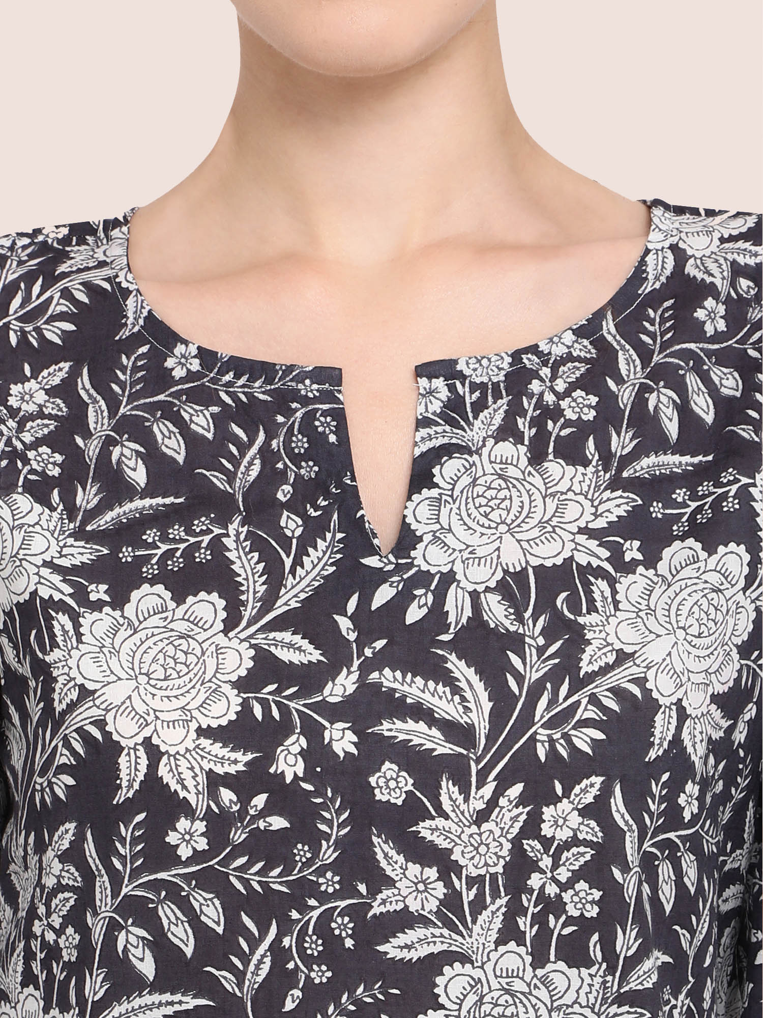Women's White Rose Black Beauty Printed Pajama Set - MESMORA FASHION