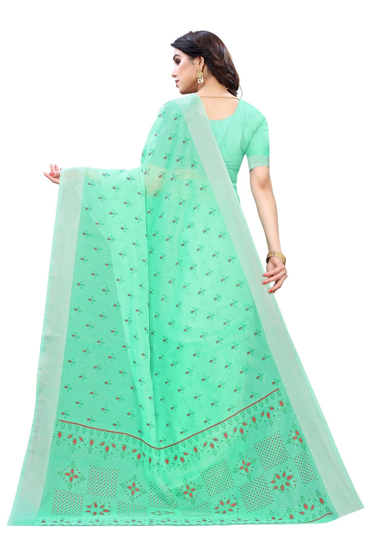 Women's Green Chanderi Designer Saree - Vamika