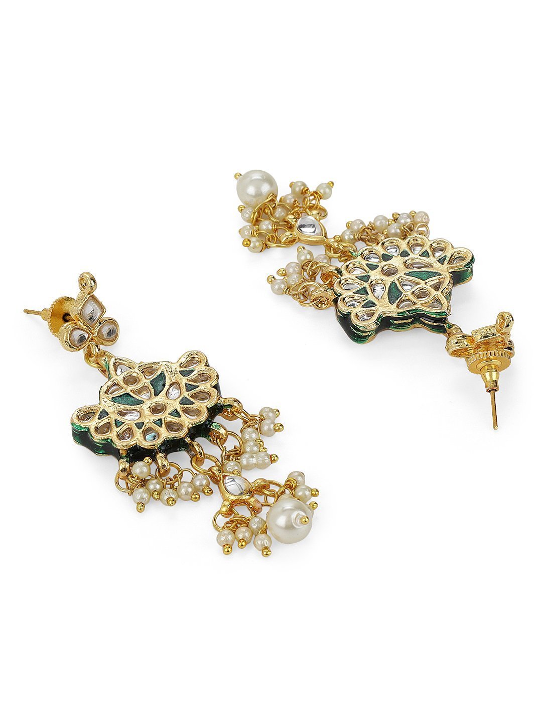 Women's Green Beads Kundan Gold Plated Jewellery Set - Priyaasi