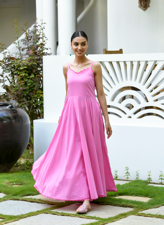 Women's Pink Suit Set With Patola Dupatta (3Pc) - Saras The Label