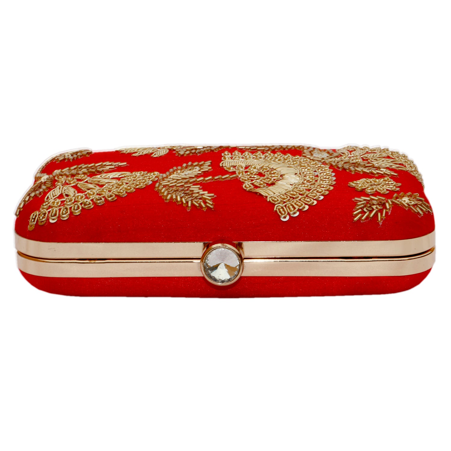 Women's Red Color Adorn Embroidered & Embelished Party Clutch - VASTANS