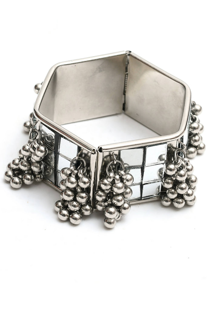 Johar Kamal Traditional Silver-Plated Mirror & Ghungroo Bangles