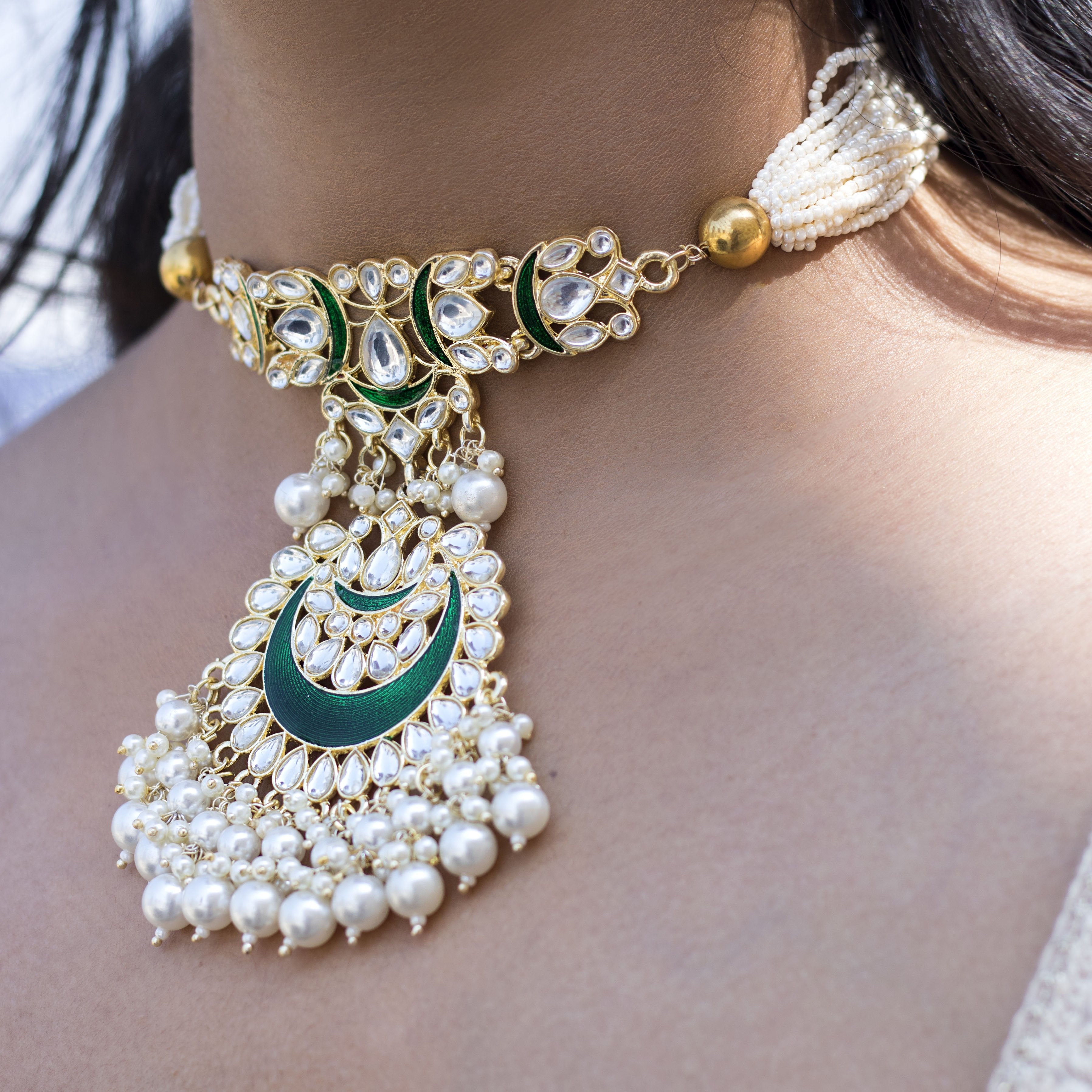 Women's Pearl Beaded Choker NecklaceI Jewels
