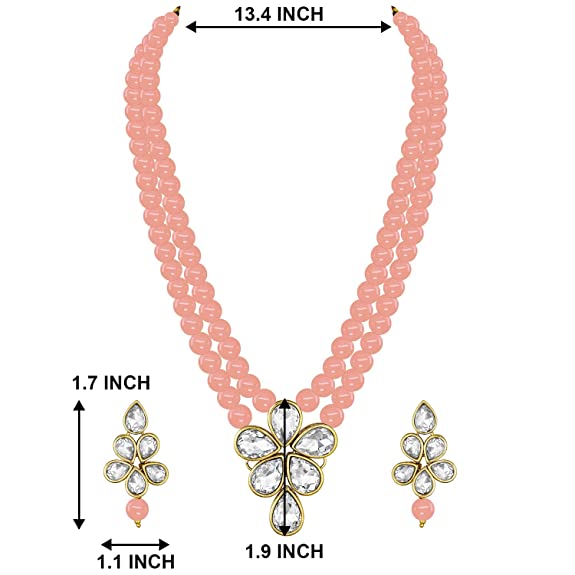 Women's 18k Gold Plated Traditional Kundan & Pearl Studded Necklace Jewellery Set ML31 - I Jewels