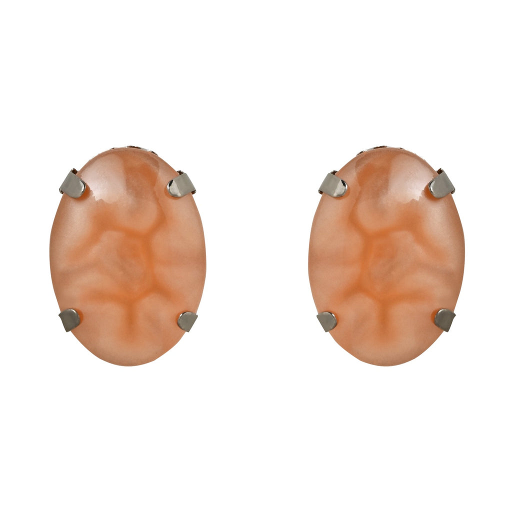 Women's Glamorous Fashionable Eye-Catching Peach Beaded Choker and Earrings Set