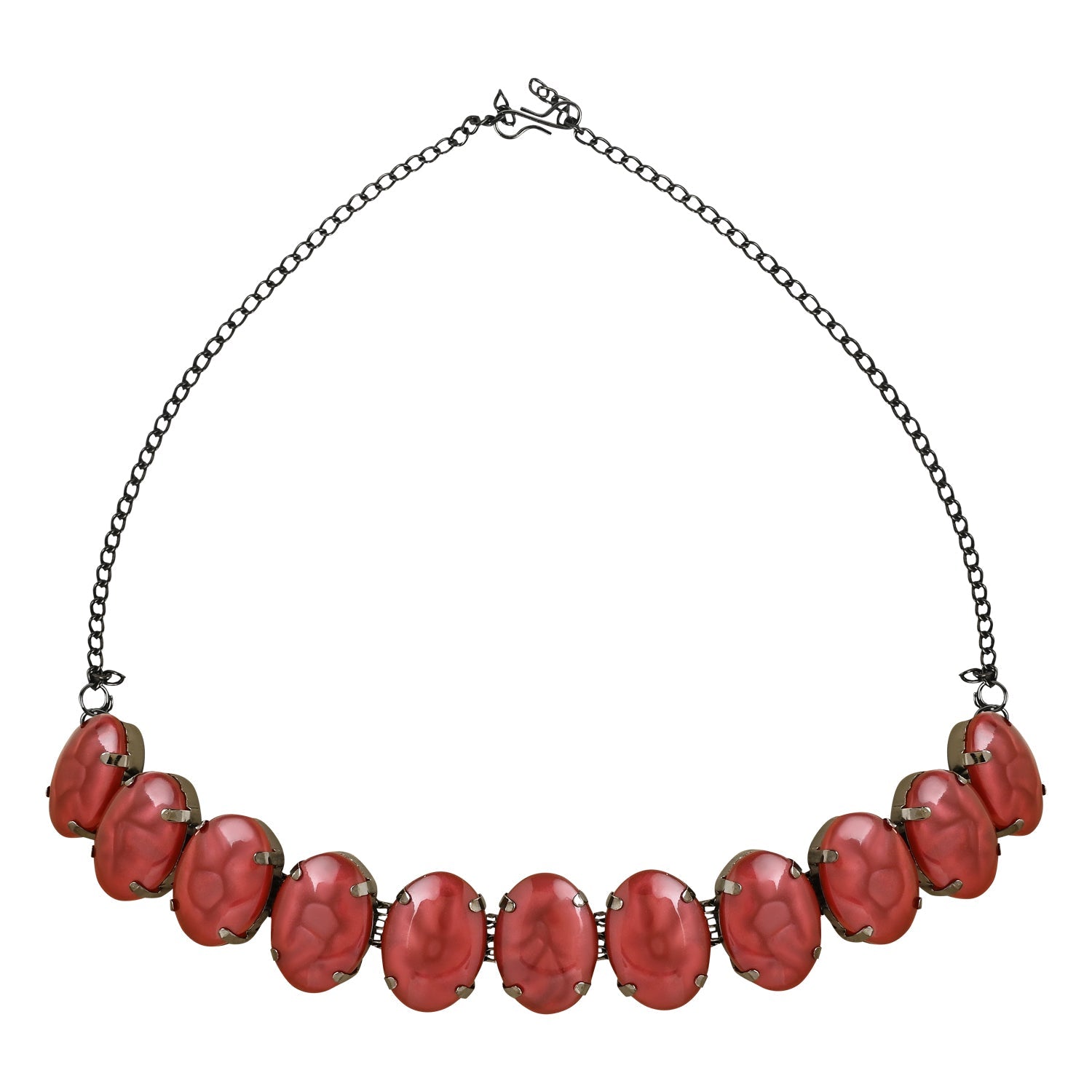 Women's Glamorous Fashionable Eye-Catching Red Beaded Choker and Earrings Set  - I Jewels