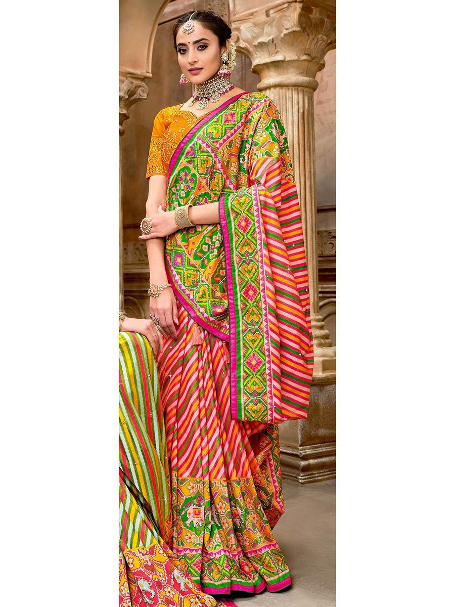 Women's Multi Color Patola Pure Silk Saree-Myracouture
