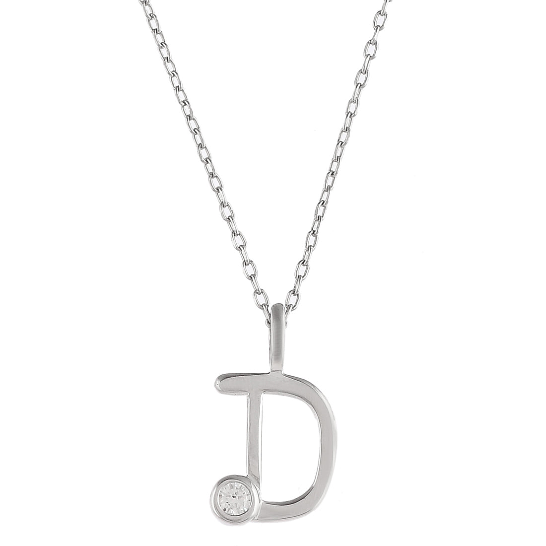 Women's Sterling Silver Alphabet D Round Cut Cz Pendant - Voylla