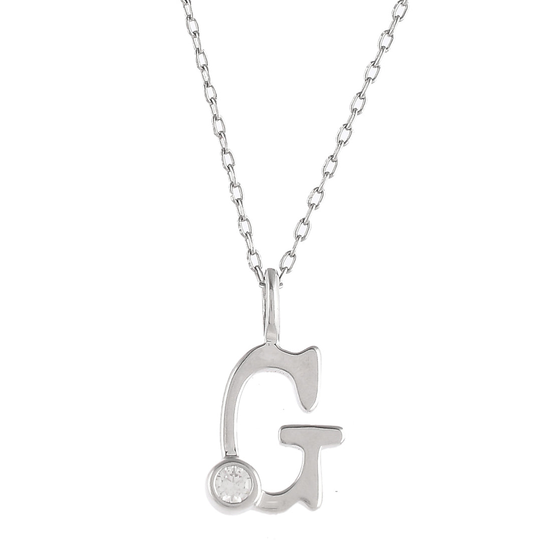 Women's Sterling Silver Alphabet G Round Cut Cz Pendant - Voylla