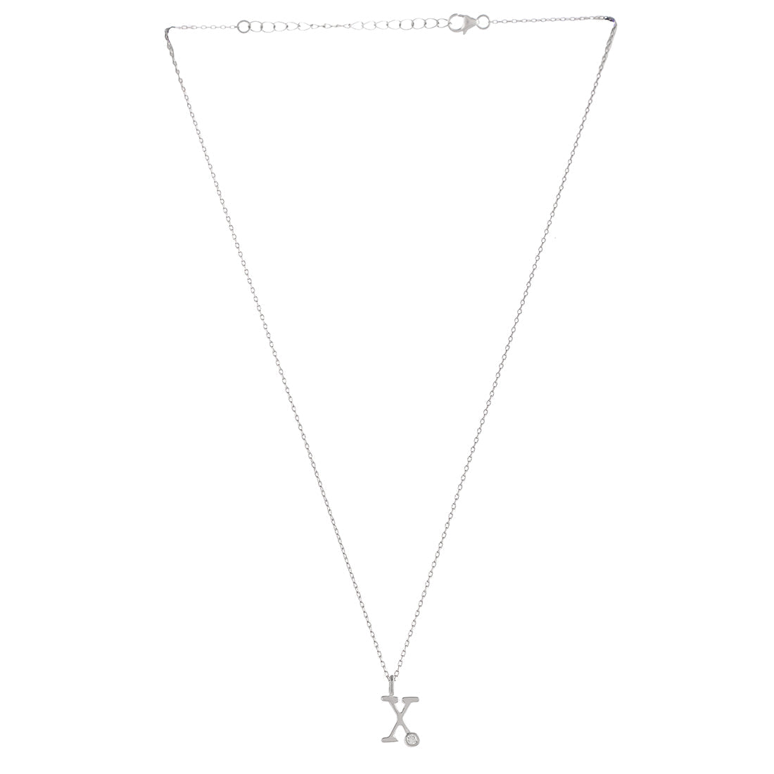 Women's Sterling Silver Alphabet X Round Cut Cz Pendant - Voylla